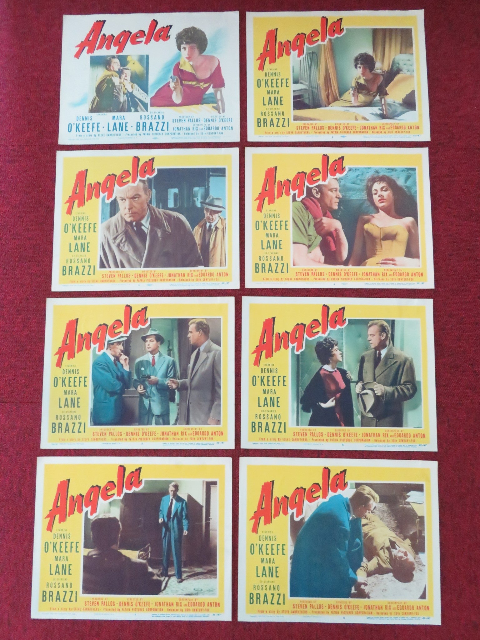 ANGELA US LOBBY CARD FULL SET DENNIS O'KEEFE MARA LANE 1955 - Rendezvous Cinema