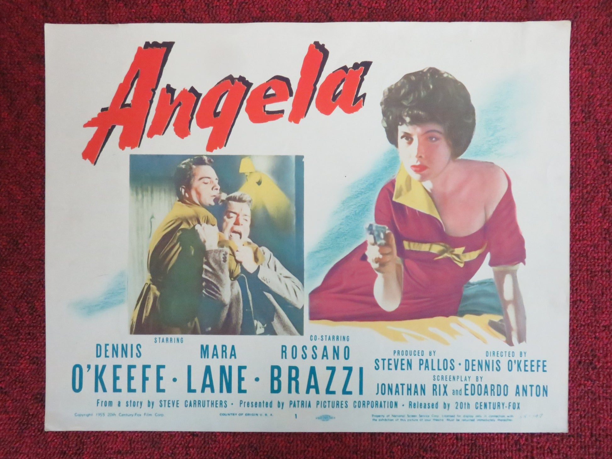 ANGELA US LOBBY CARD FULL SET DENNIS O'KEEFE MARA LANE 1955 - Rendezvous Cinema