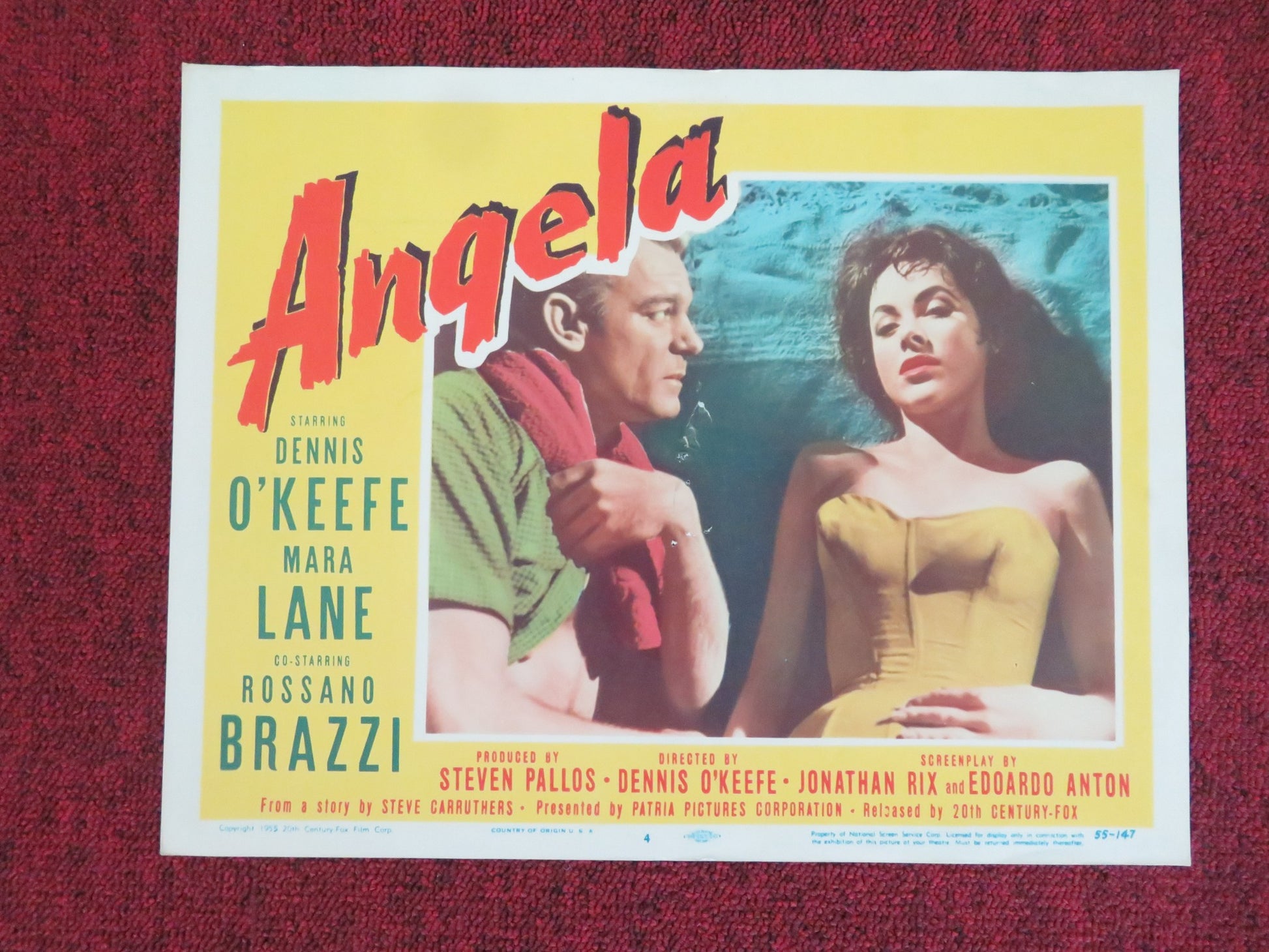 ANGELA US LOBBY CARD FULL SET DENNIS O'KEEFE MARA LANE 1955 - Rendezvous Cinema