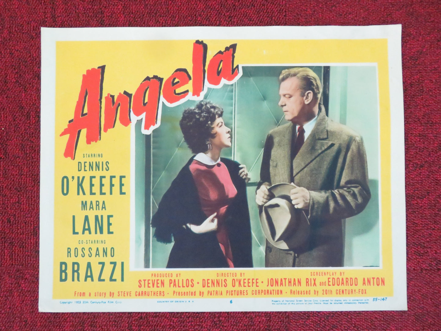 ANGELA US LOBBY CARD FULL SET DENNIS O'KEEFE MARA LANE 1955 - Rendezvous Cinema