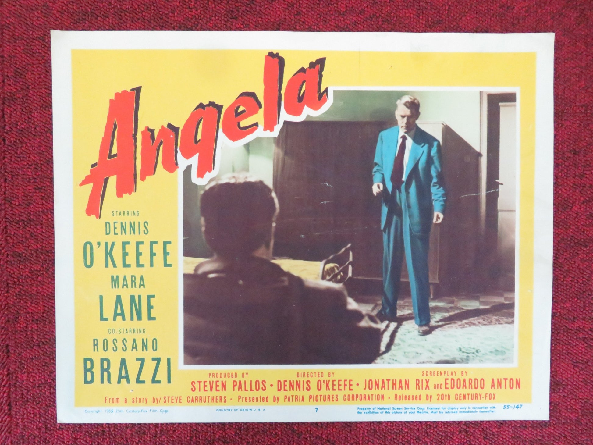 ANGELA US LOBBY CARD FULL SET DENNIS O'KEEFE MARA LANE 1955 - Rendezvous Cinema