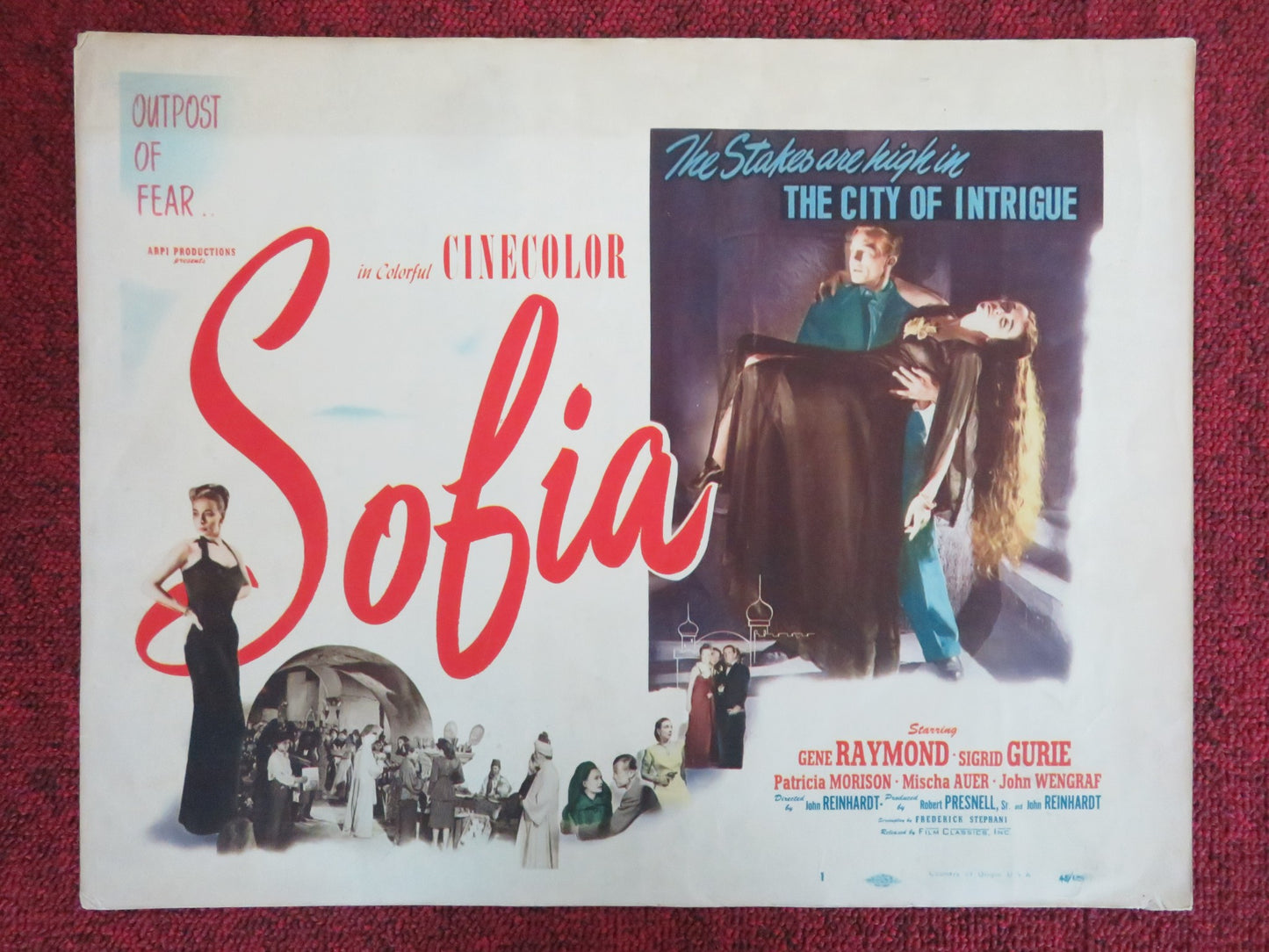 SOFIA US LOBBY CARD FULL SET GENE RAYMOND SIGRID GURIE 1948 - Rendezvous Cinema