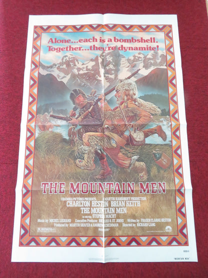 THE MOUNTAIN MEN -B FOLDED US ONE SHEET POSTER CHARLTON HESTON BRIAN KEITH 1980 - Rendezvous Cinema