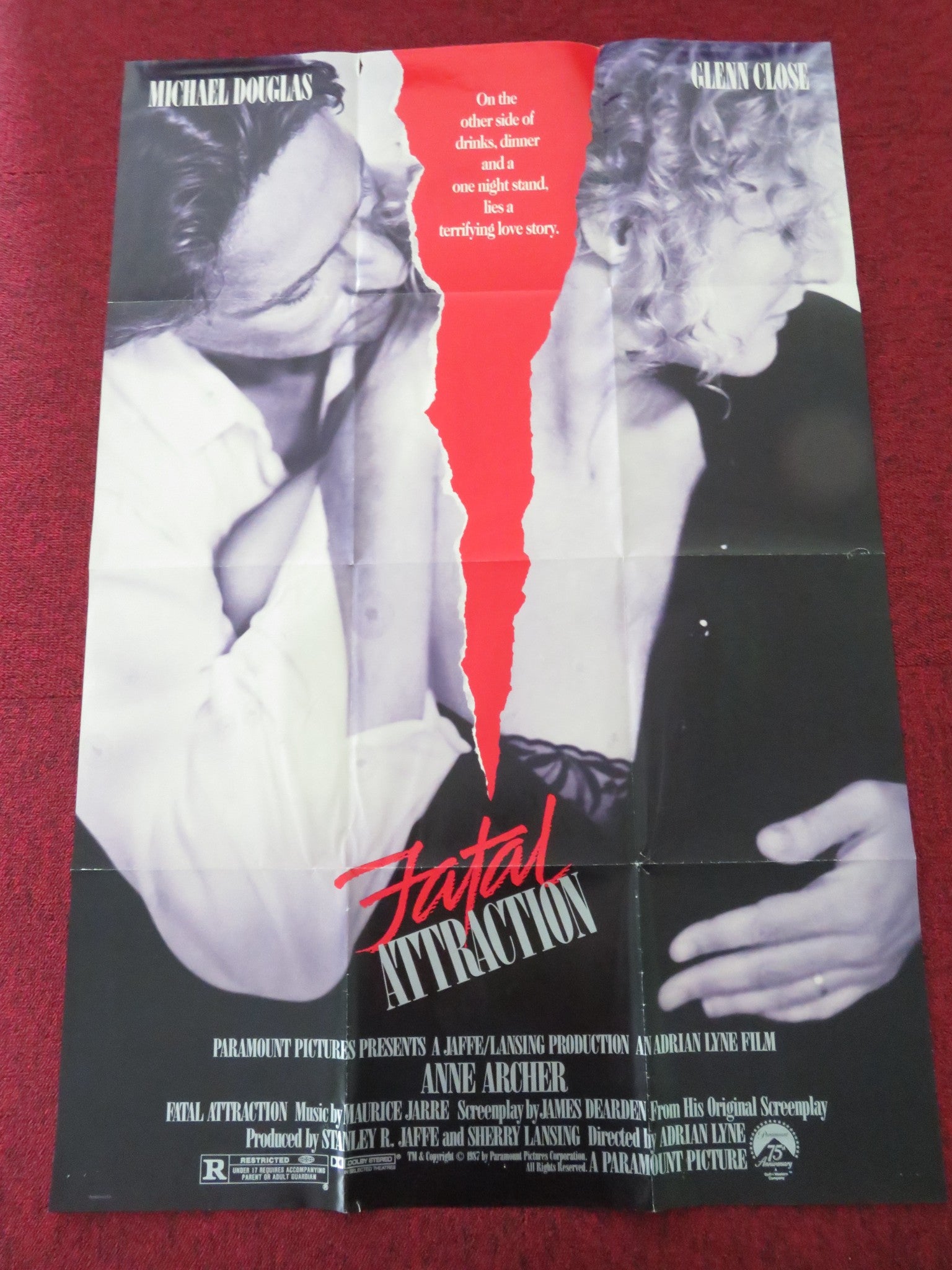 FATAL ATTRACTION FOLDED US ONE SHEET POSTER MICHAEL DOUGLAS GLENN CLOS ...