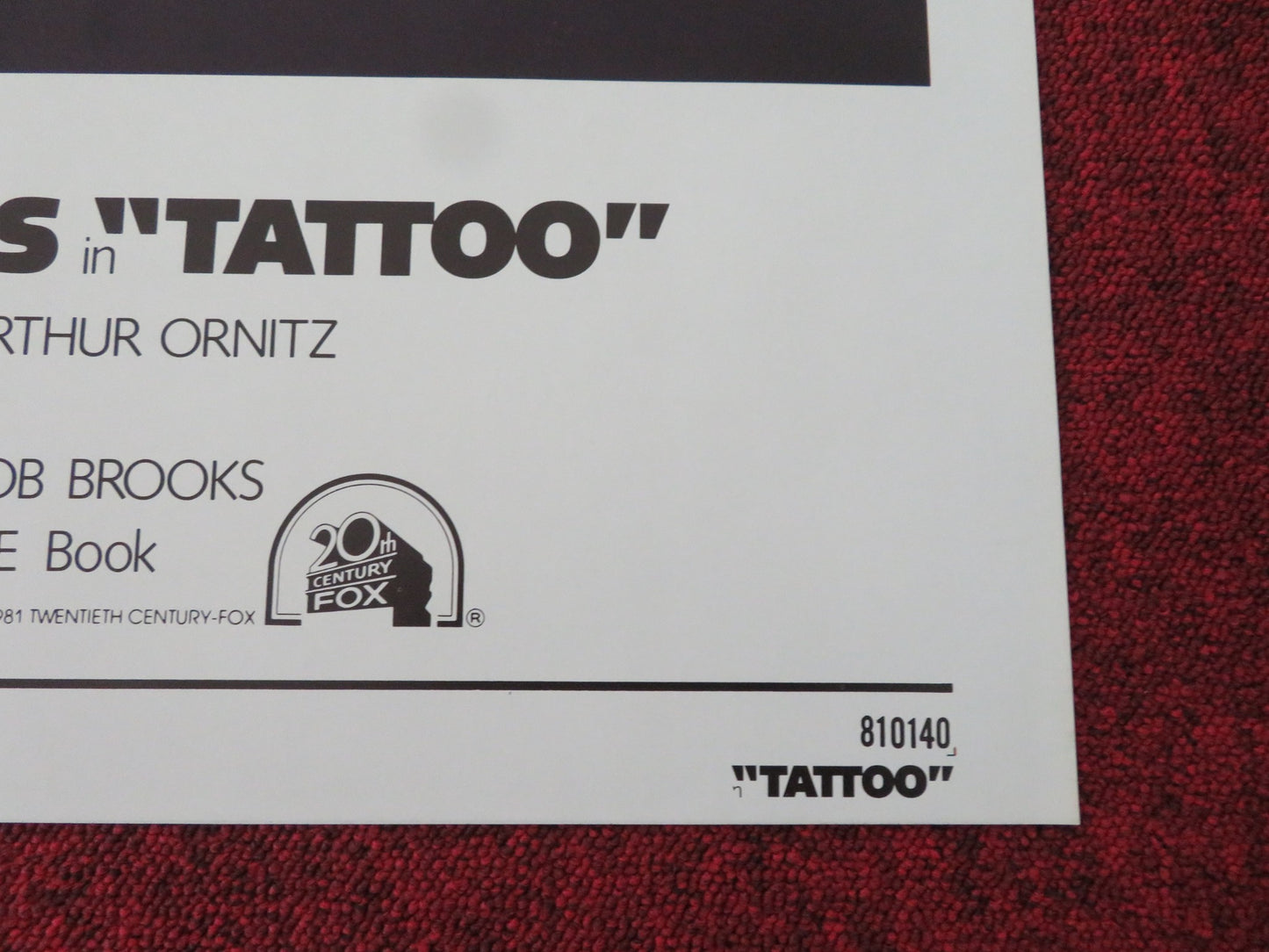 TATTOO - B FOLDED US ONE SHEET POSTER BRUCE DERN MAUD ADAMS 1981 - Rendezvous Cinema