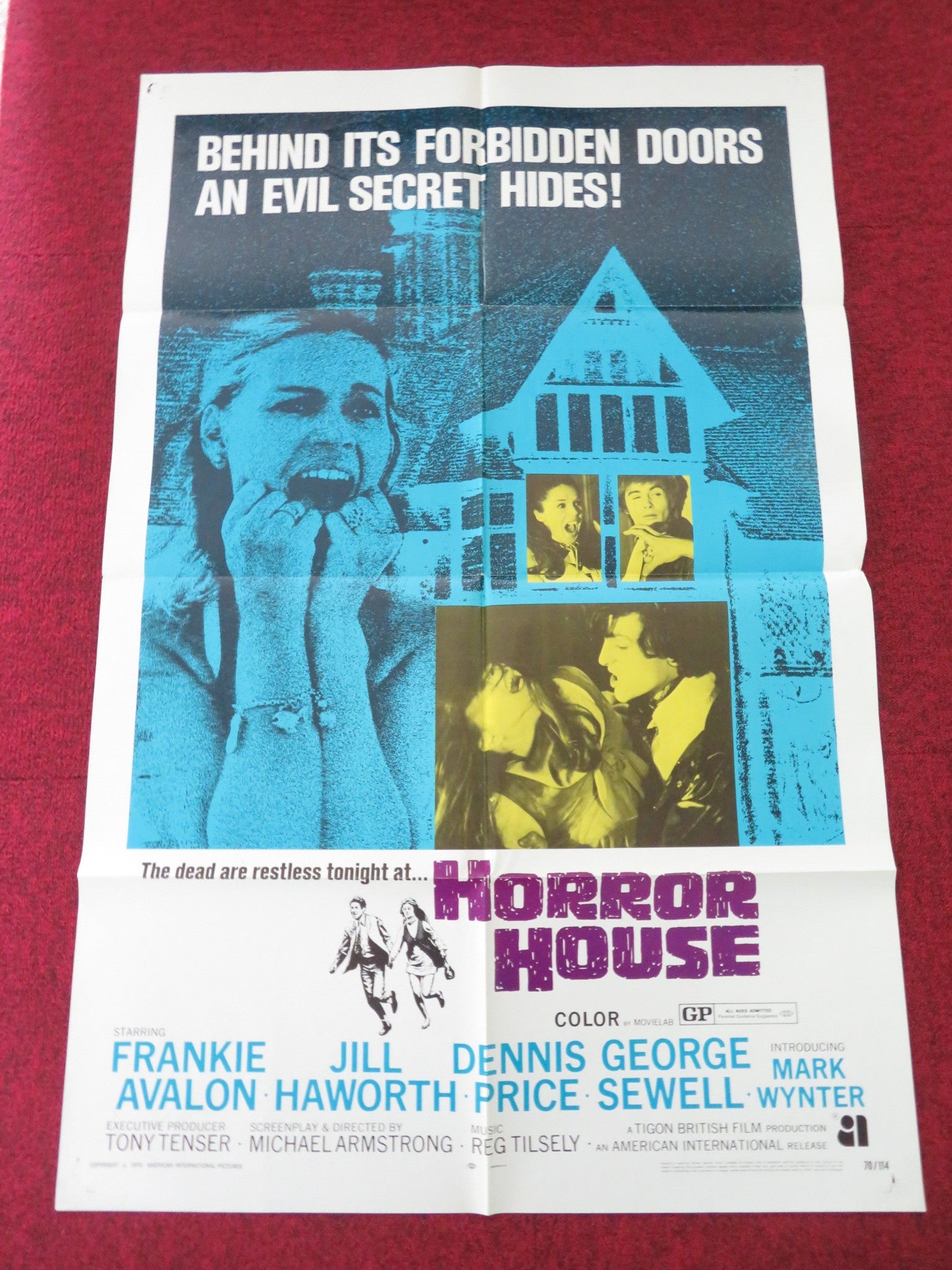HORROR HOUSE FOLDED US ONE SHEET POSTER FRANKIE AVALON JILL HAWORTH 1970 - Rendezvous Cinema