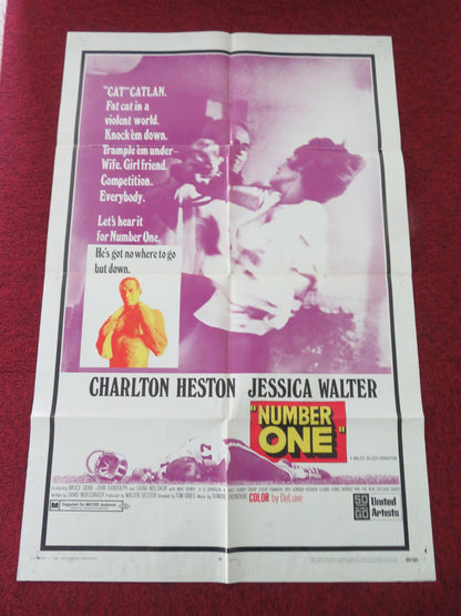 NUMBER ONE FOLDED US ONE SHEET POSTER CHARLTON HESTON JESSICA WALTER 1969 - Rendezvous Cinema