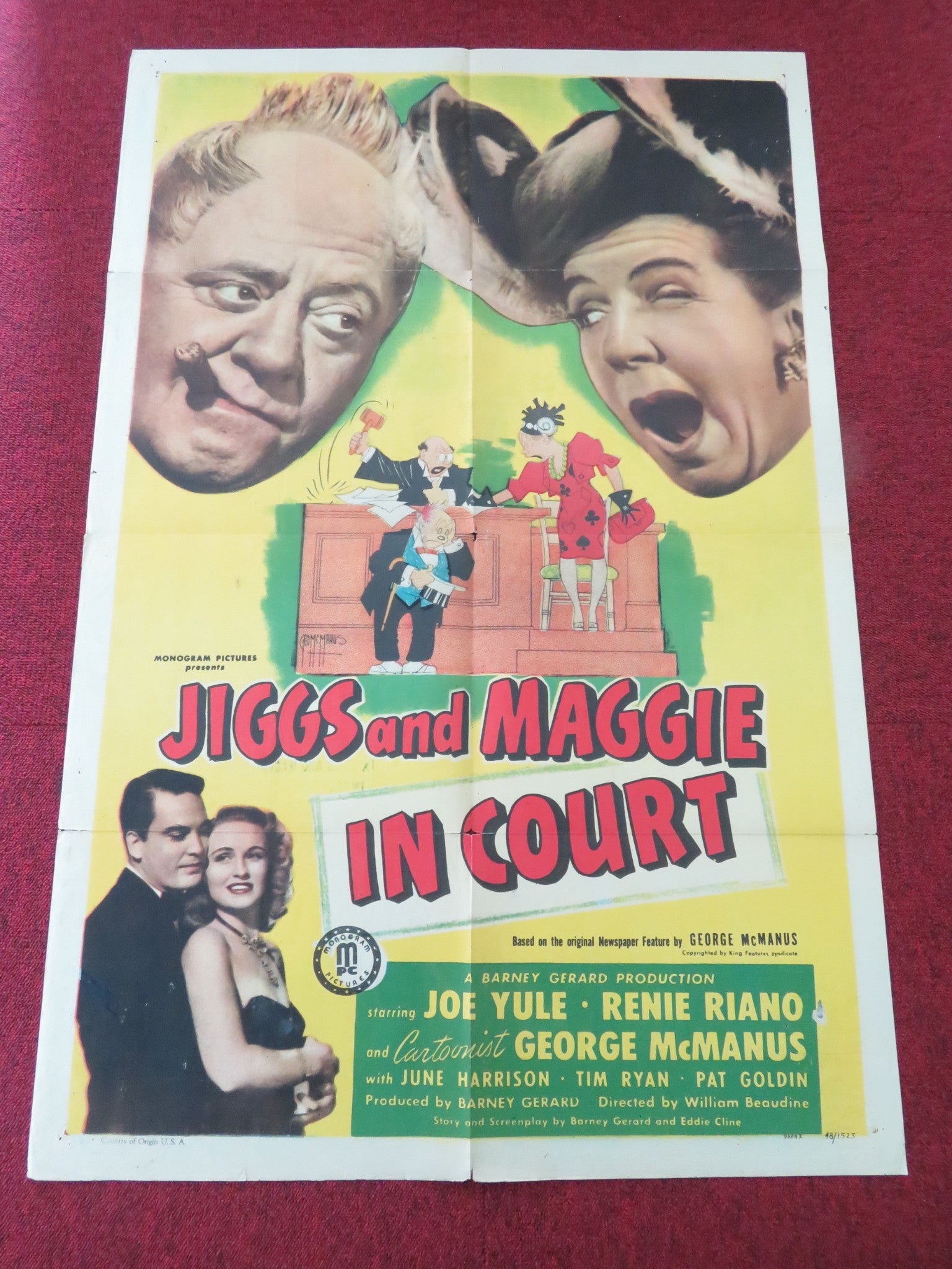 JIGGS AND MAGGIE IN COURT FOLDED US ONE SHEET POSTER JOE YULE RENIE RIANO 1948 - Rendezvous Cinema