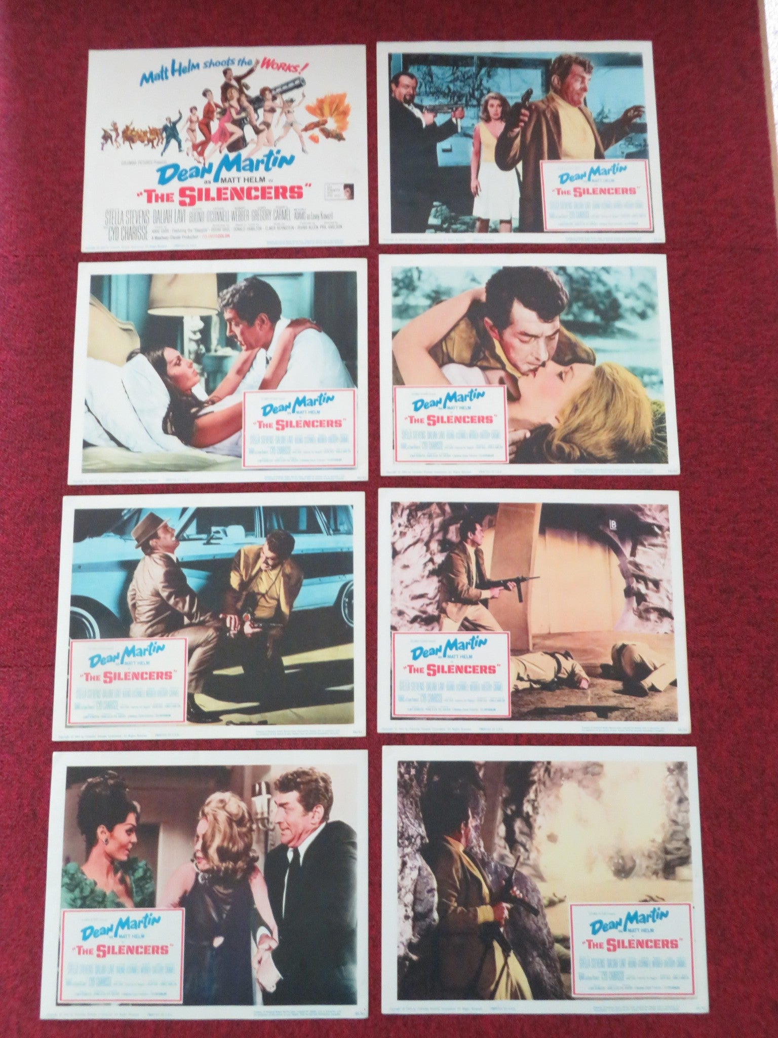 THE SILENCERS US LOBBY CARD FULL SET DEAN MARTIN STELLA STEVENS 1966 - Rendezvous Cinema
