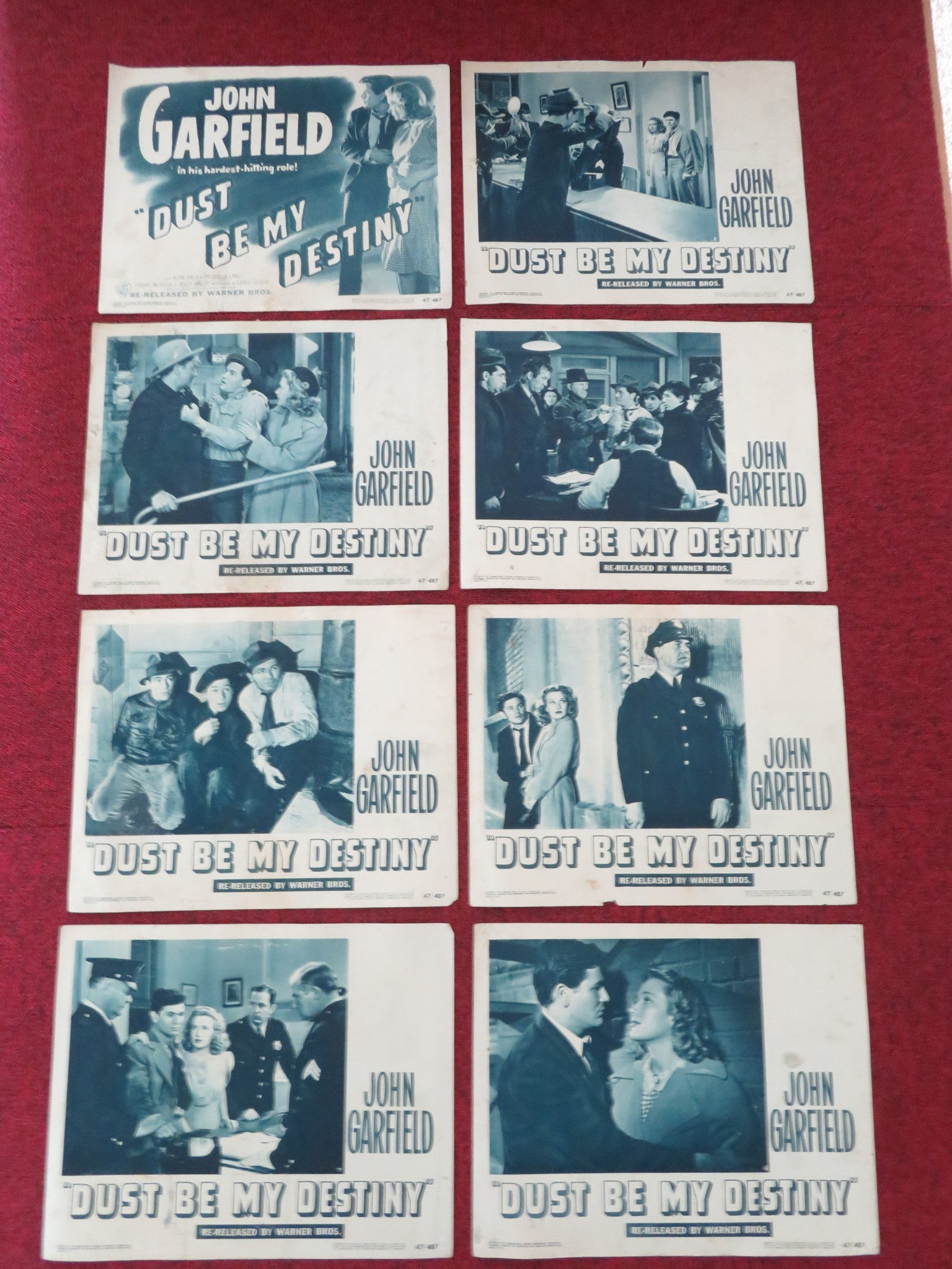 DUST BE MY DESTINY US LOBBY CARD FULL SET JOHN GARFIELD PRISCILLA LANE 1947 - Rendezvous Cinema