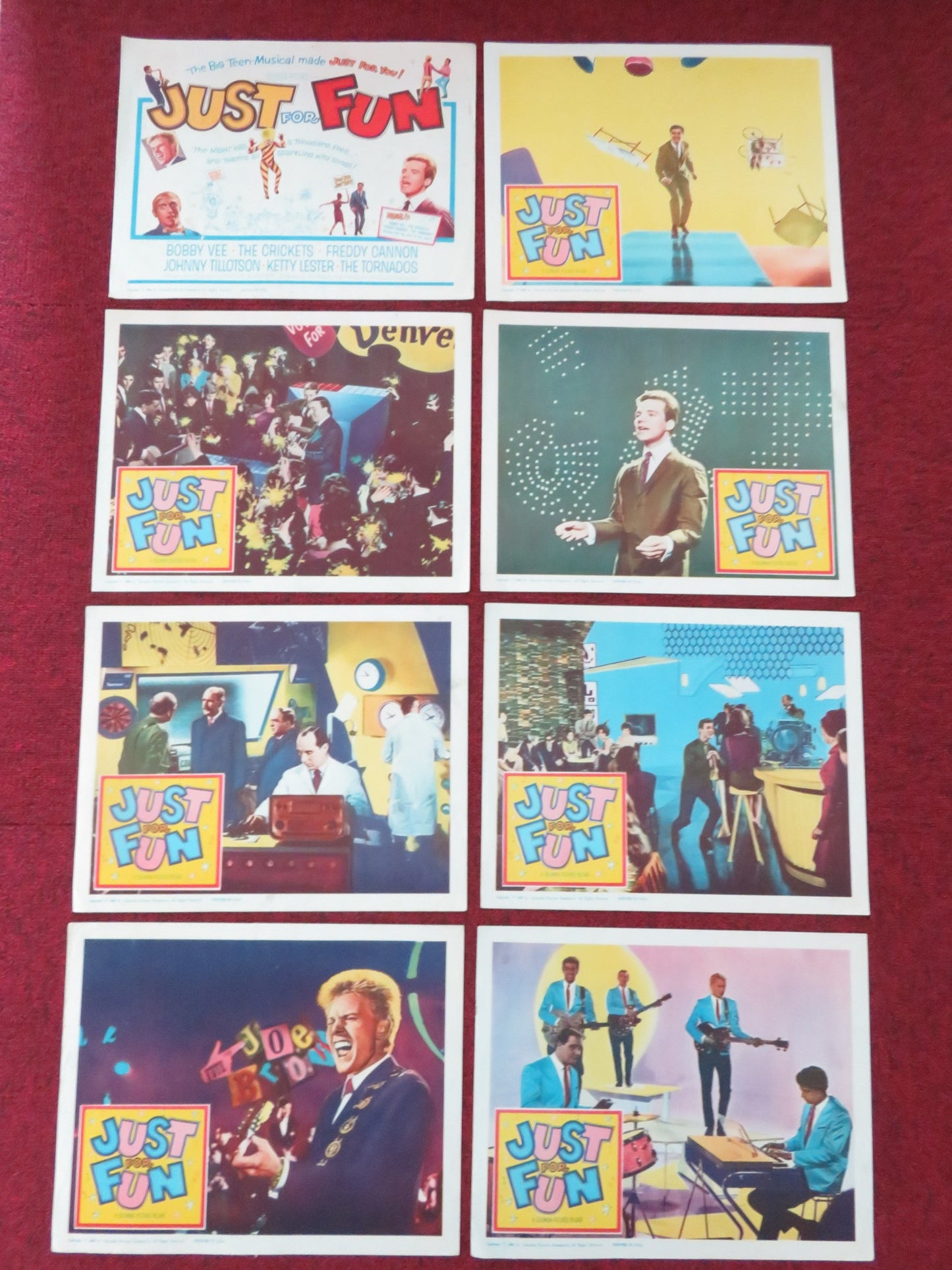 JUST FOR FUN US LOBBY CARD FULL SET BOBBY VEE THE CRICKETS 1963 - Rendezvous Cinema