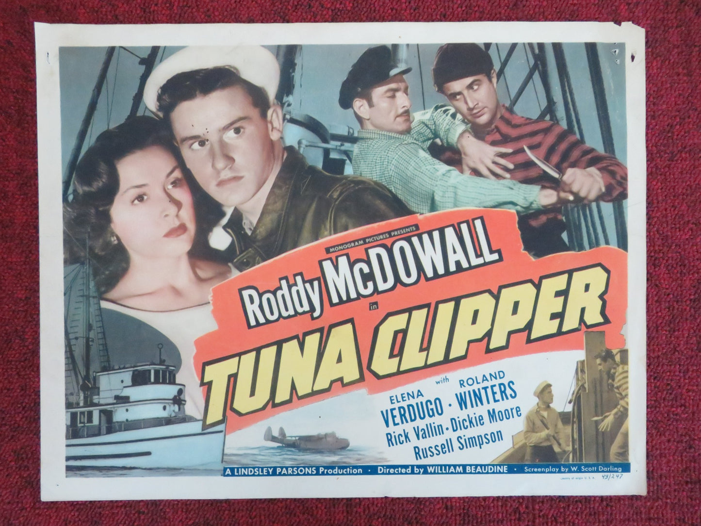 TUNA CLIPPER US LOBBY CARD FULL SET RODDY MCDOWALL ELENA VERDUGO 1949 - Rendezvous Cinema