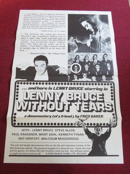 LENNY BRUCE WITHOUT TEARS US TRI FOLDED ONE SHEET ROLLED POSTER STEVE ALLEN 1972 - Rendezvous Cinema
