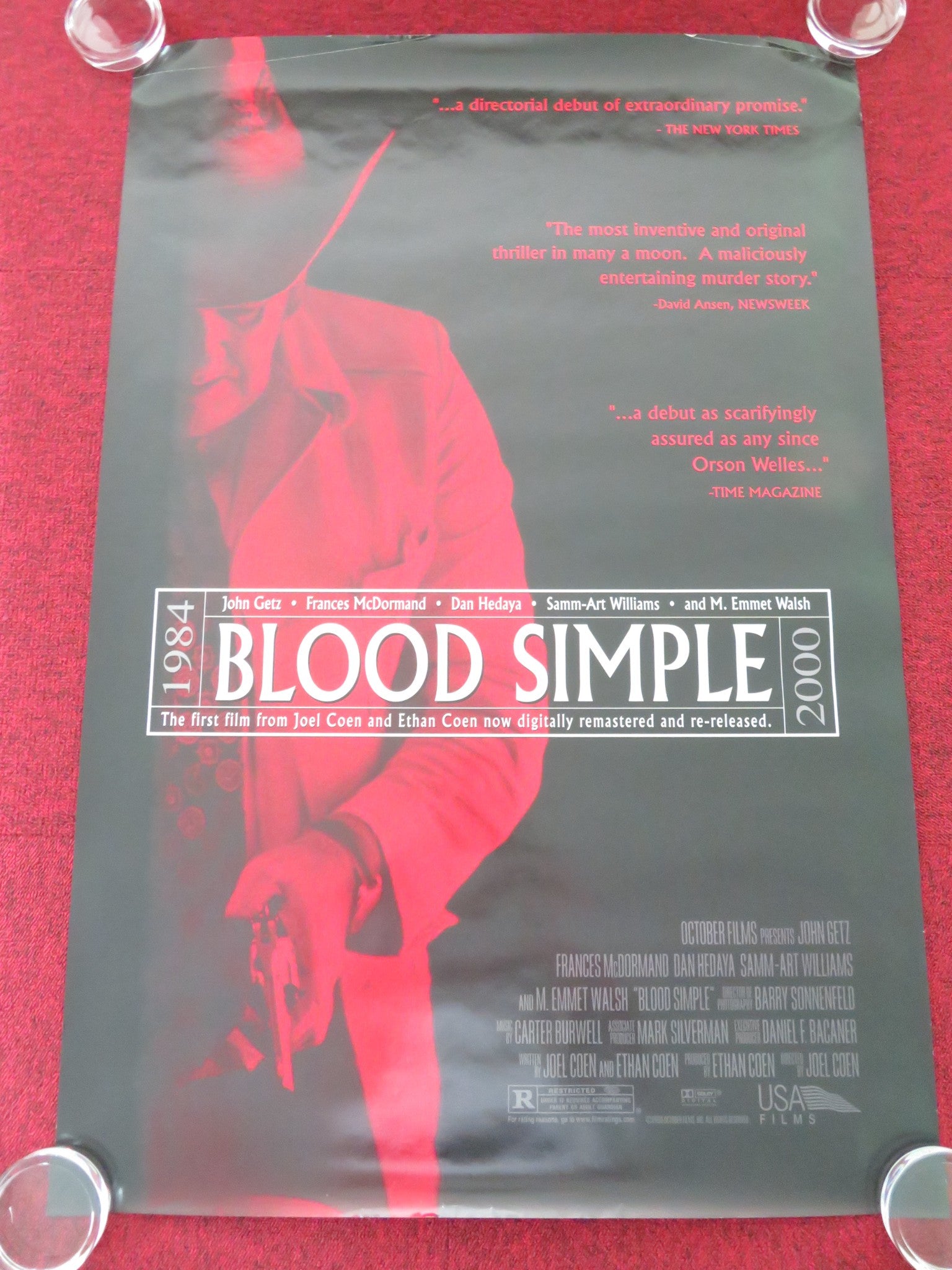 BLOOD SIMPLE US ONE SHEET ROLLED POSTER JOHN GETZ FRANCES MCDORMAND R2000 - Rendezvous Cinema