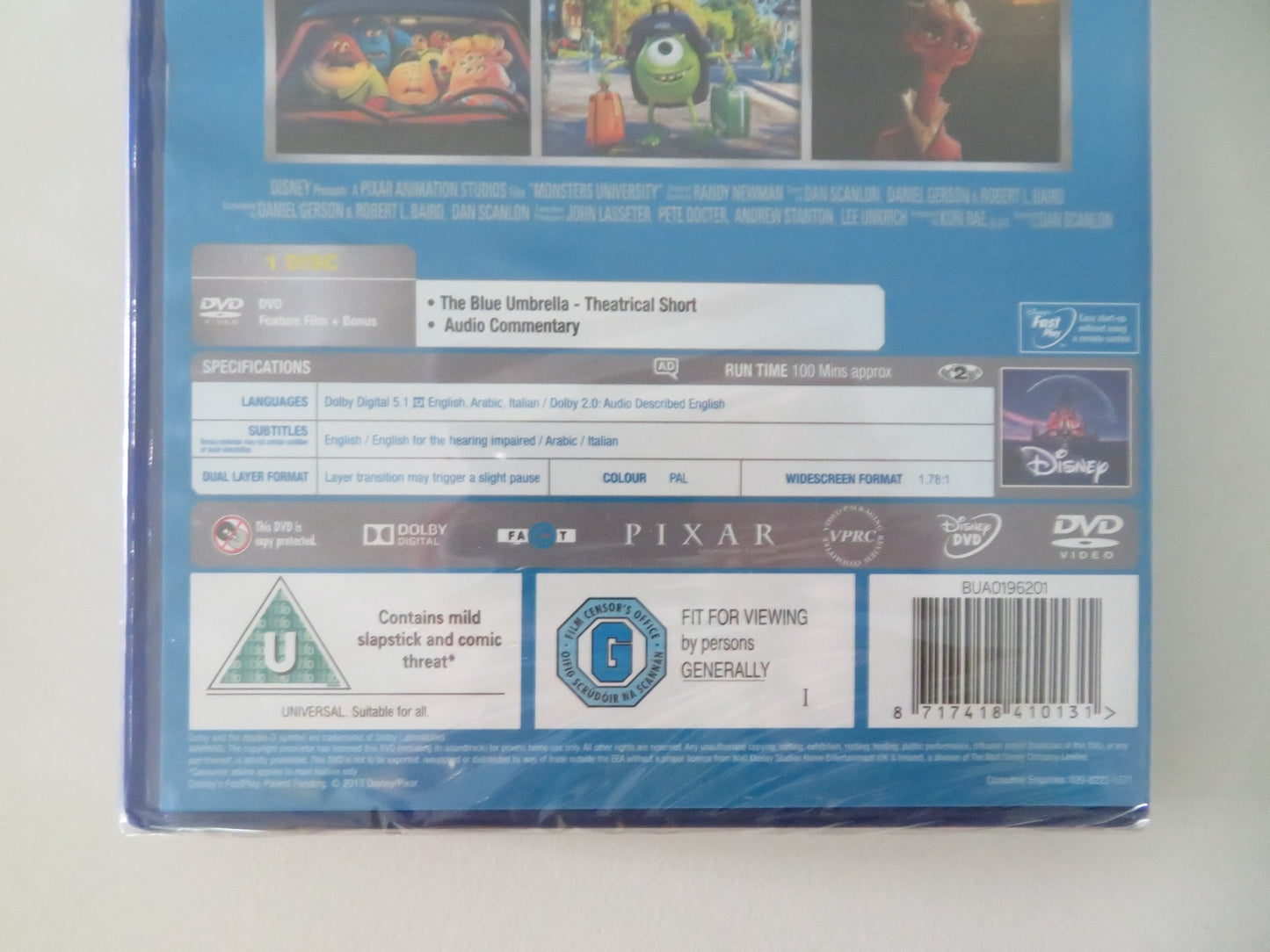 MONSTERS UNIVERSITY (DVD) DISNEY BILLY CRYSTAL JOHN GOODMAN 2013 REGION 2