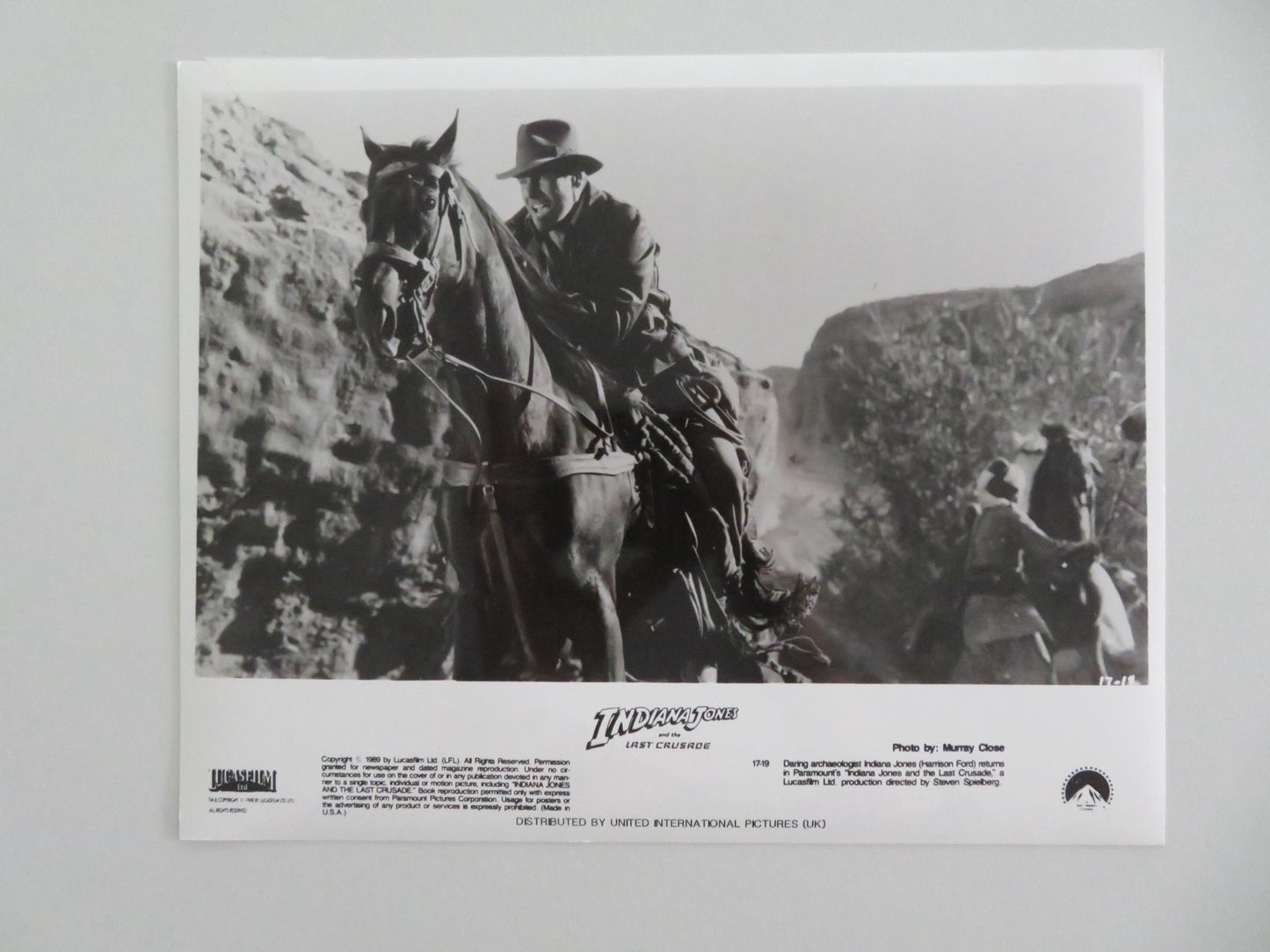 INDIANA JONES AND THE LAST CRUSADE MOVIE STILL PHOTO LOT OF 5 HARRISON FORD 1989