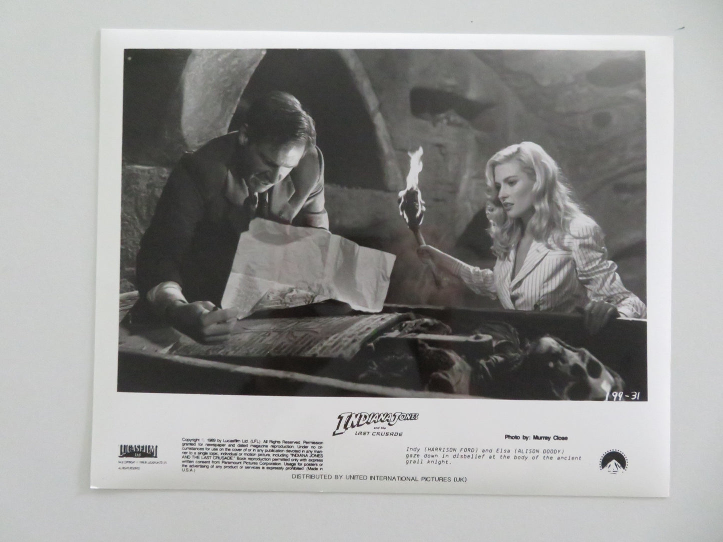 INDIANA JONES AND THE LAST CRUSADE MOVIE STILL PHOTO LOT OF 5 HARRISON FORD 1989