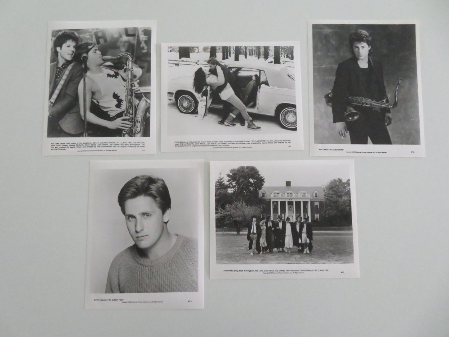 ST. ELMO'S FIRE MOVIE STILL PHOTO LOT OF 5 ROB LOWE EMILIO ESTEVEZ D. MOORE 1985