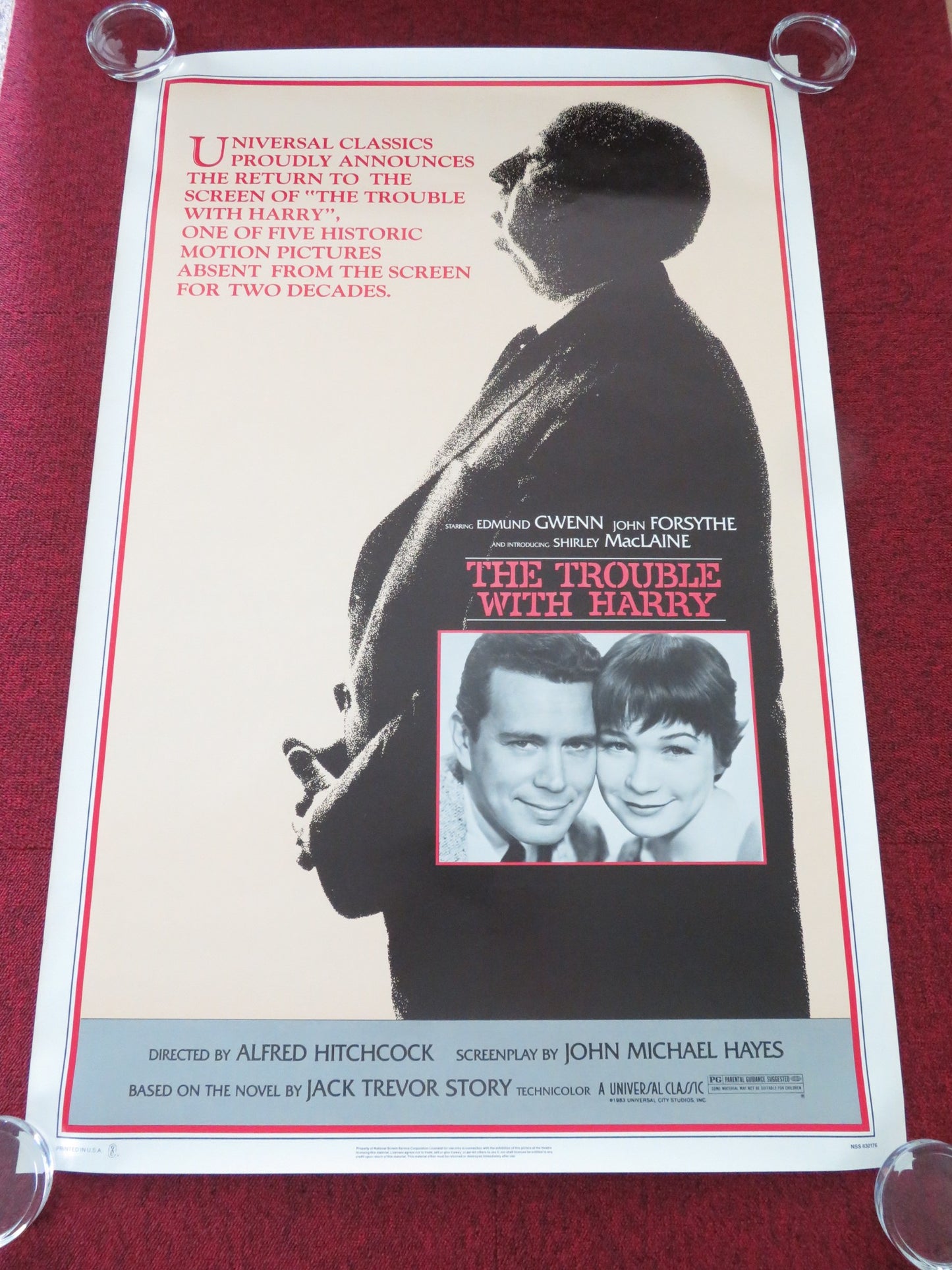 THE TROUBLE WITH HARRY US ONE SHEET ROLLED POSTER EDMUND GWENN R1983 - Rendezvous Cinema