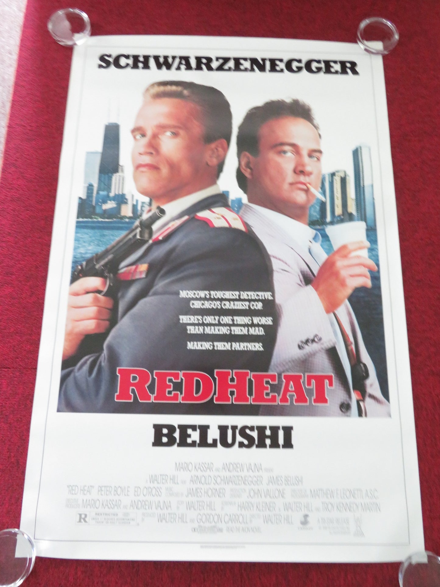 RED HEAT US ONE SHEET ROLLED POSTER ARNOLD SCHWARZENEGGER JIM BELUSHI 1988 - Rendezvous Cinema