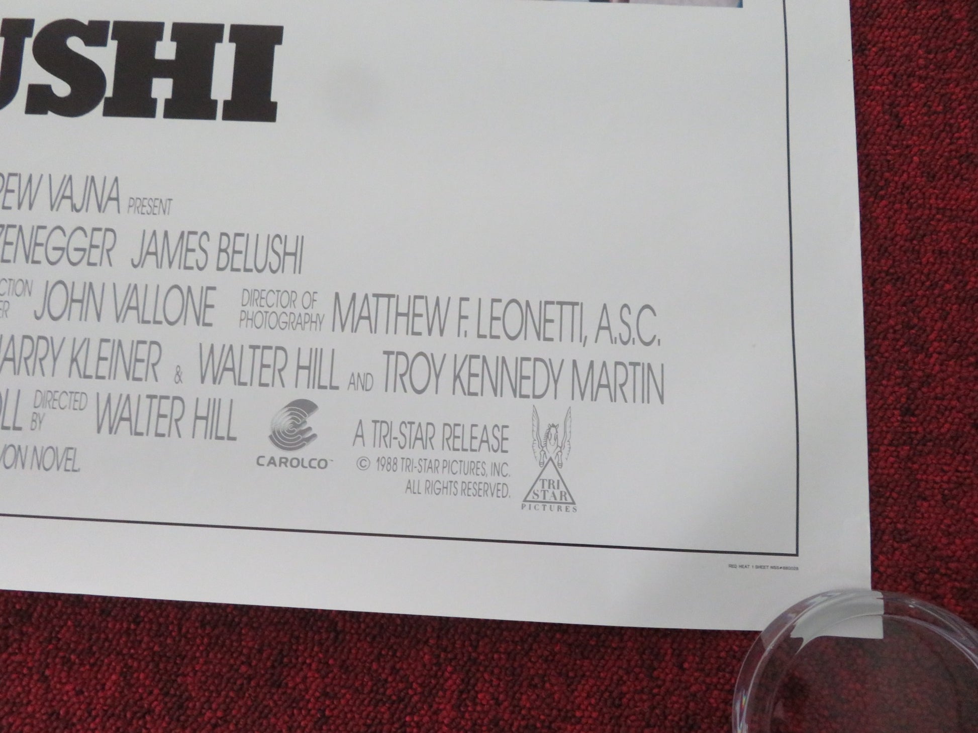 RED HEAT US ONE SHEET ROLLED POSTER ARNOLD SCHWARZENEGGER JIM BELUSHI 1988 - Rendezvous Cinema