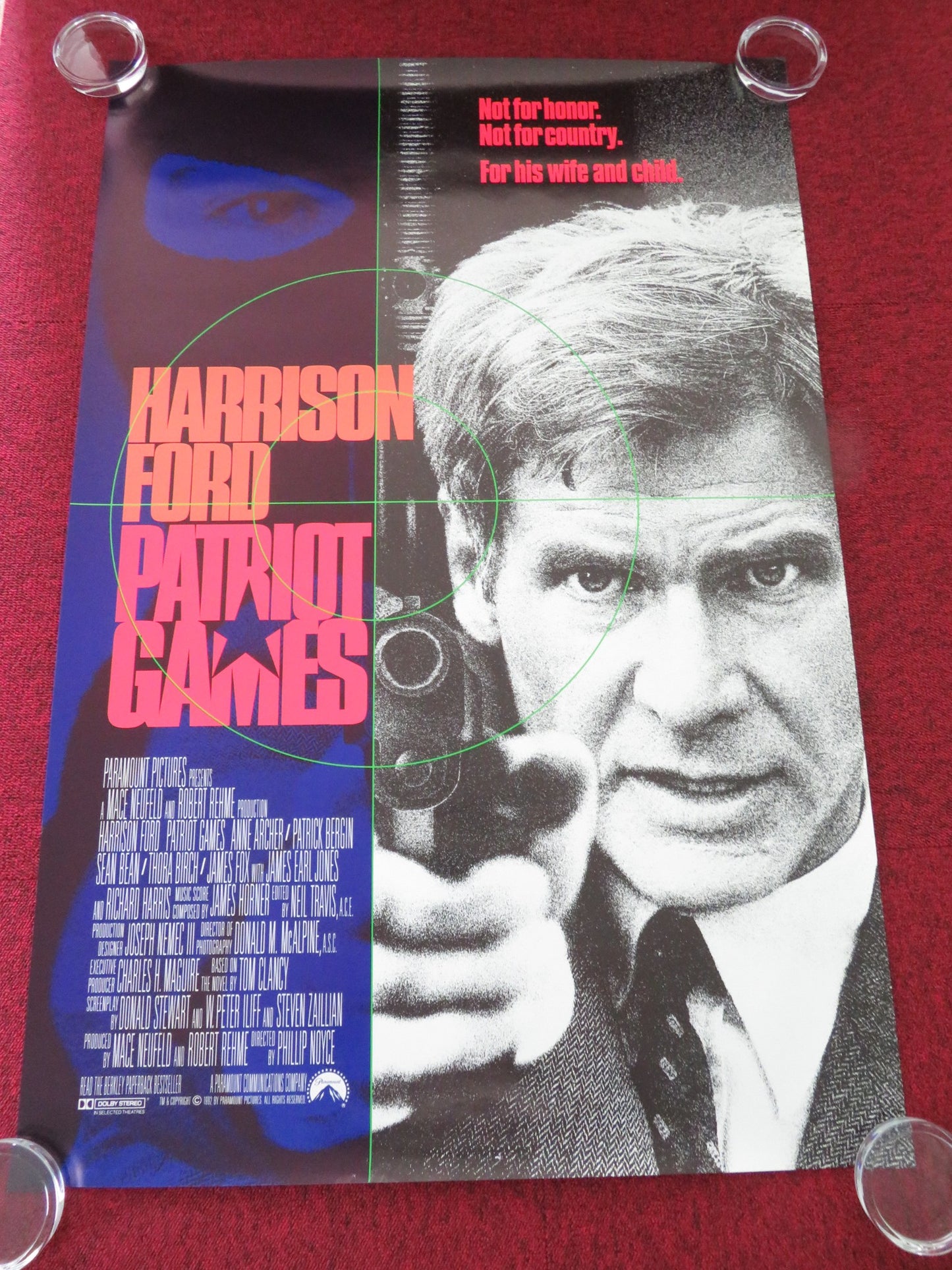 PATRIOT GAMES US ONE SHEET ROLLED POSTER HARRISON FORD ANNE ARCHER 1992 - Rendezvous Cinema
