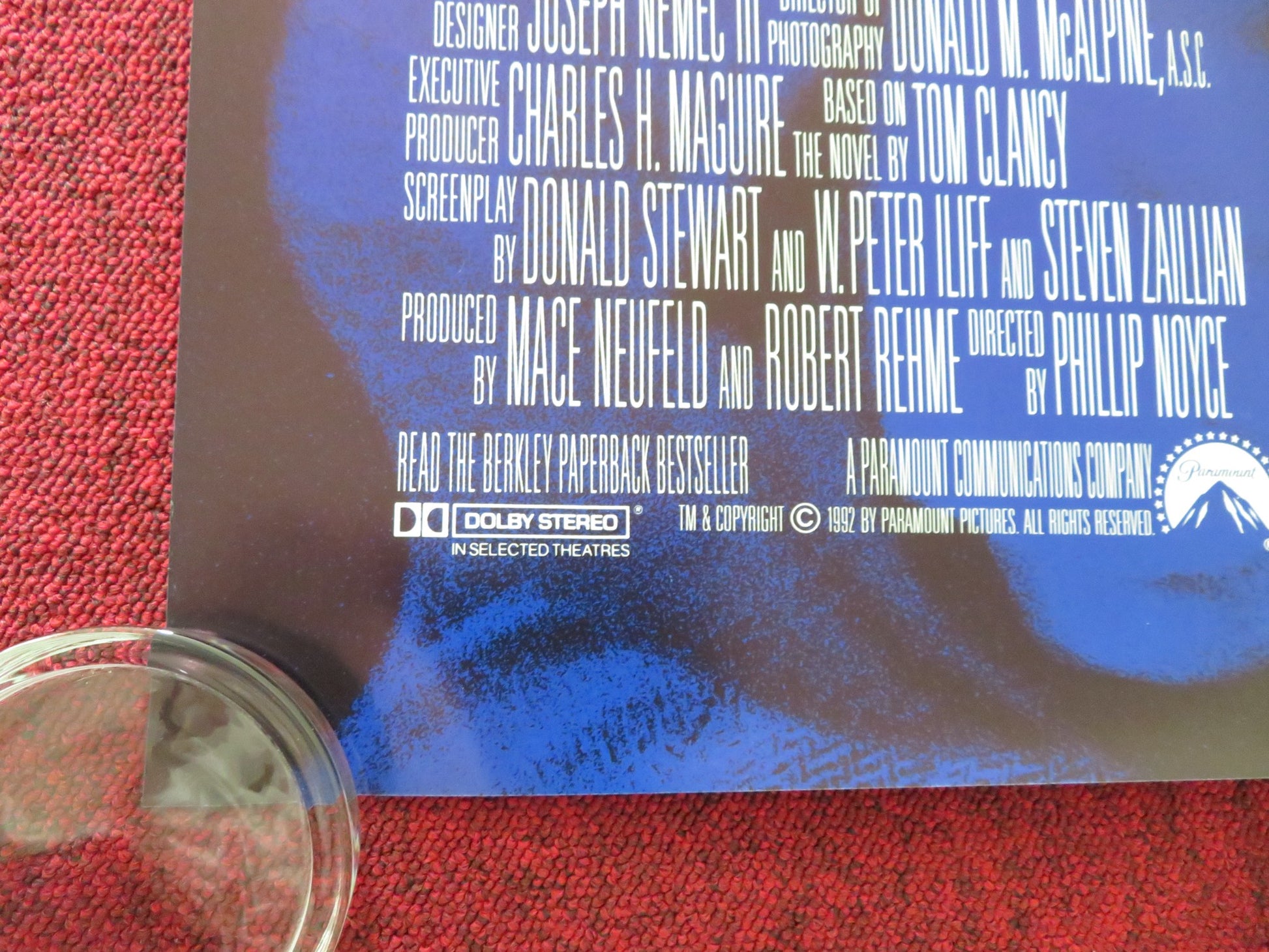 PATRIOT GAMES US ONE SHEET ROLLED POSTER HARRISON FORD ANNE ARCHER 1992 - Rendezvous Cinema