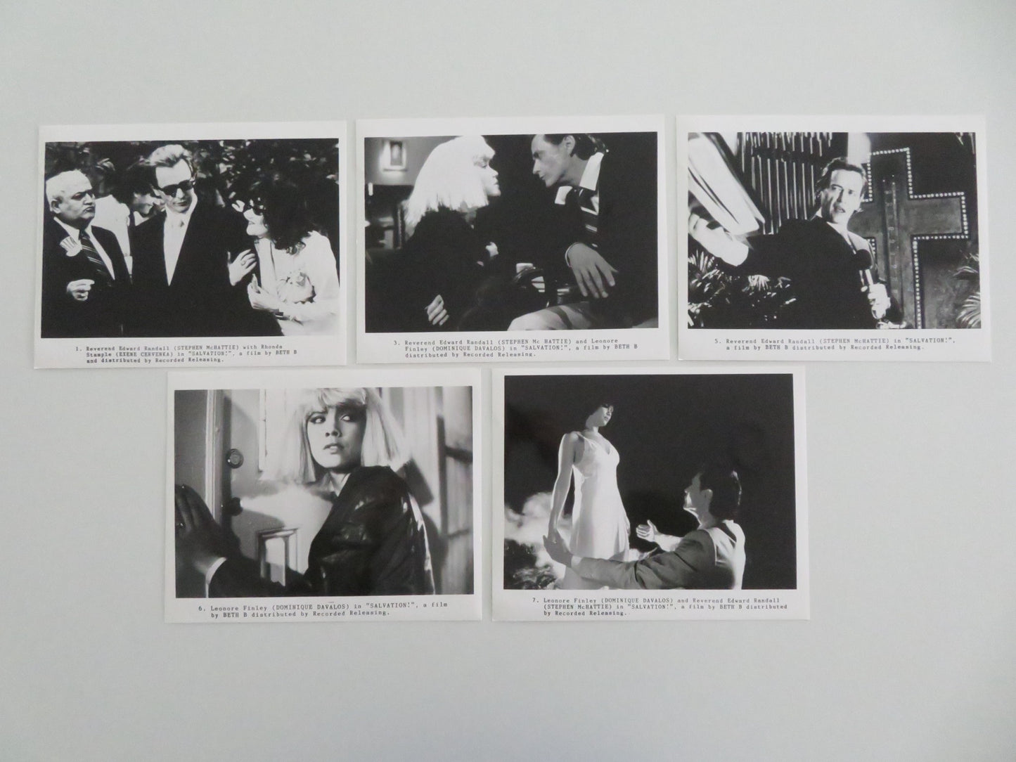 SALVATION! MOVIE STILL PHOTO LOT OF 5 STEPHEN MCHATTIE DOMINIQUE DAVALOS 1987