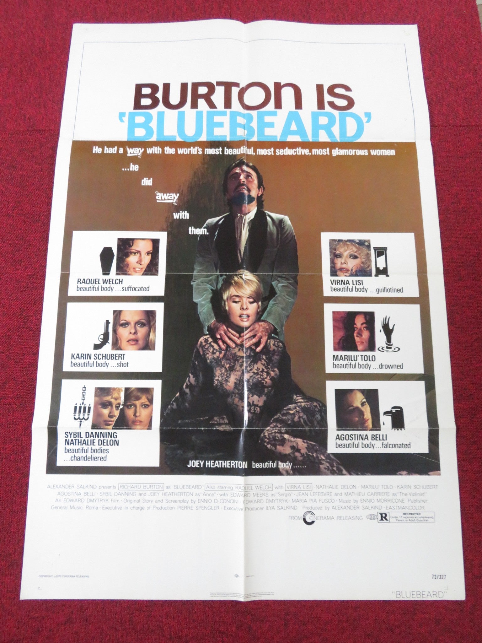 BLUEBEARD FOLDED US ONE SHEET POSTER RICHARD BURTON RAQUEL WELCH 1972 - Rendezvous Cinema