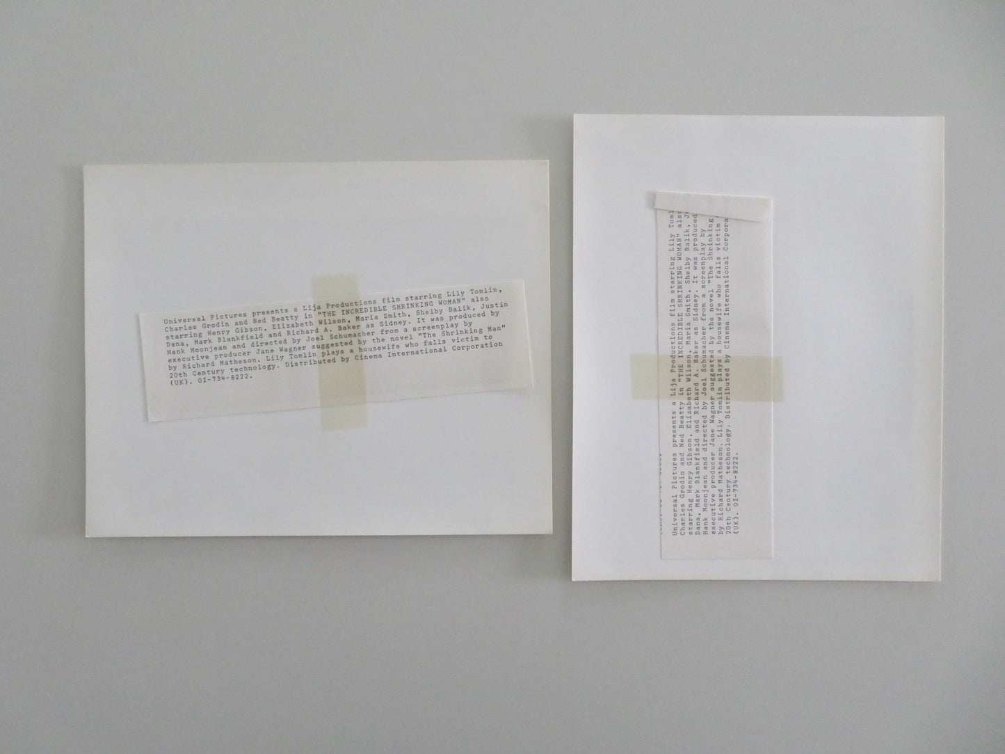 THE INCREDIBLE SHRINKING WOMAN MOVIE STILL PHOTO LOT OF 2 CHARLES GRODIN 1981