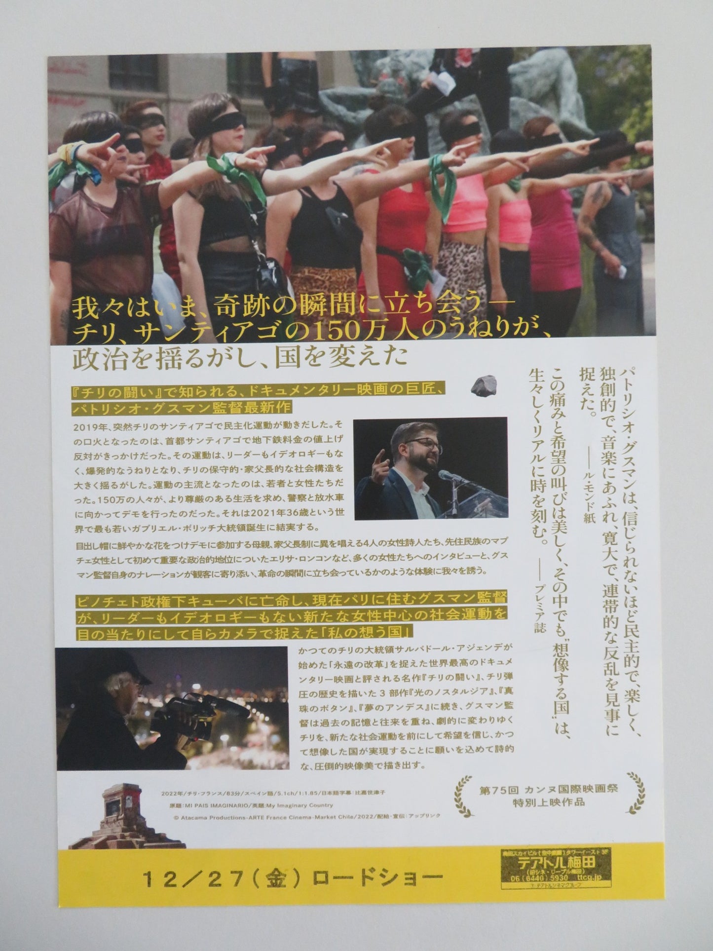 MY IMAGINARY COUNTRY JAPANESE CHIRASHI (B5) POSTER PATRICIO GUZMAN 2022 - Rendezvous Cinema