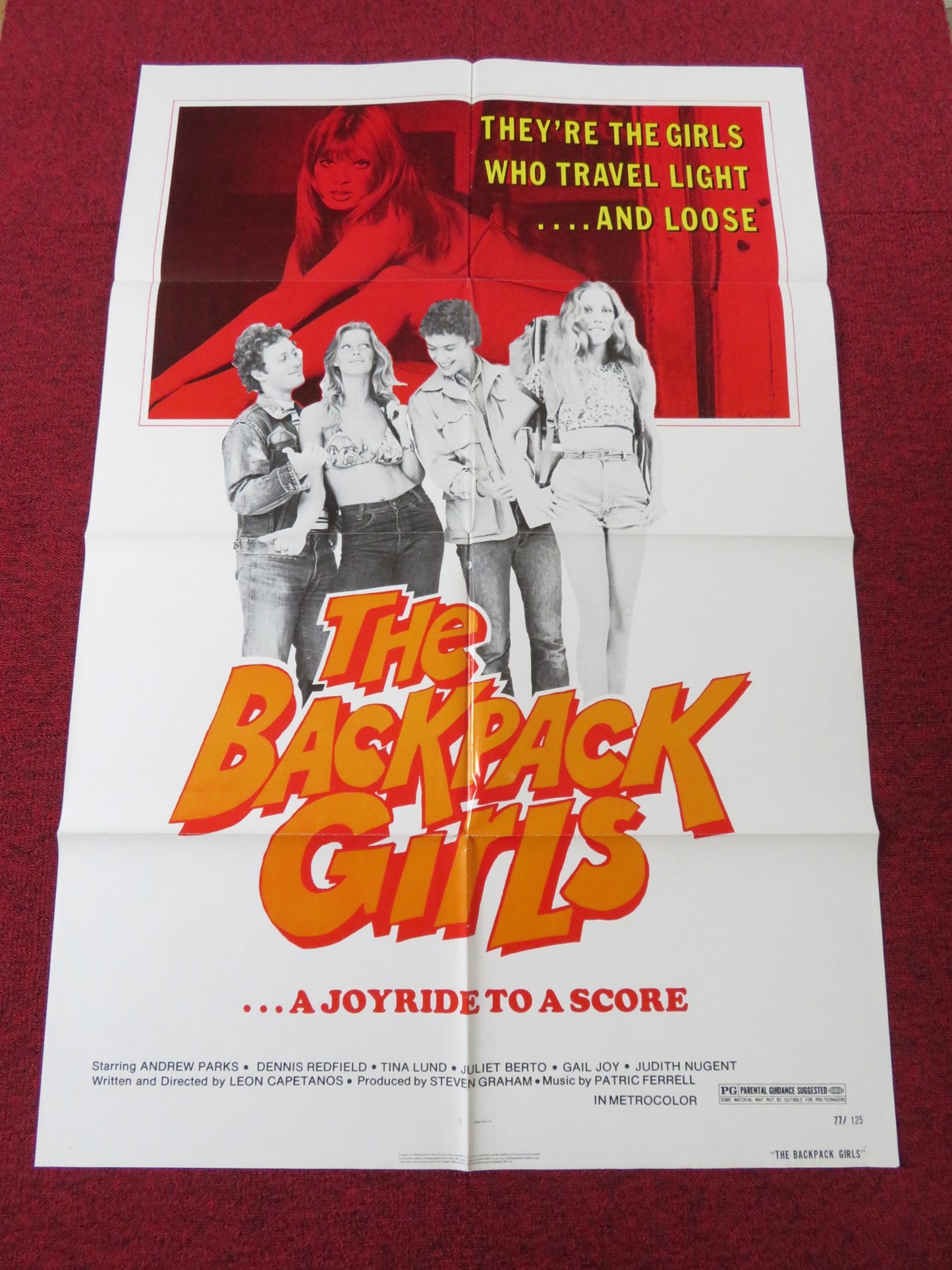THE BACKPACK GIRLS FOLDED US ONE SHEET POSTER ANDREW PARKS TINA LUND 1977 - Rendezvous Cinema