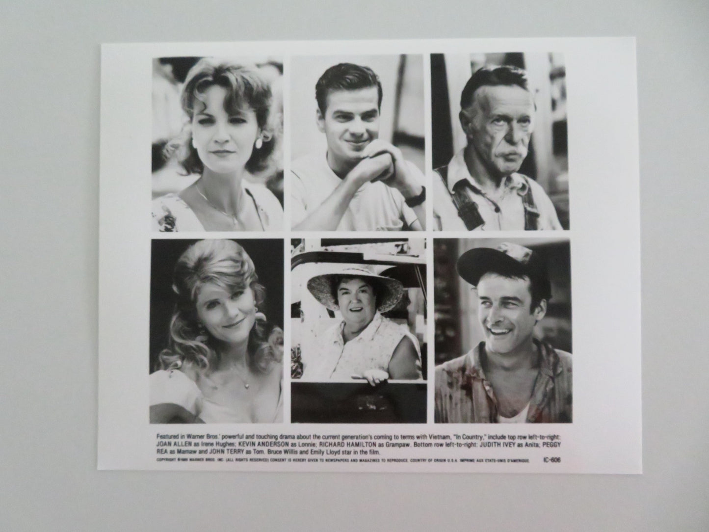 IN COUNTRY MOVIE STILL PHOTO LOT OF 7 BRUCE WILLIS EMILY LLOYD 1989