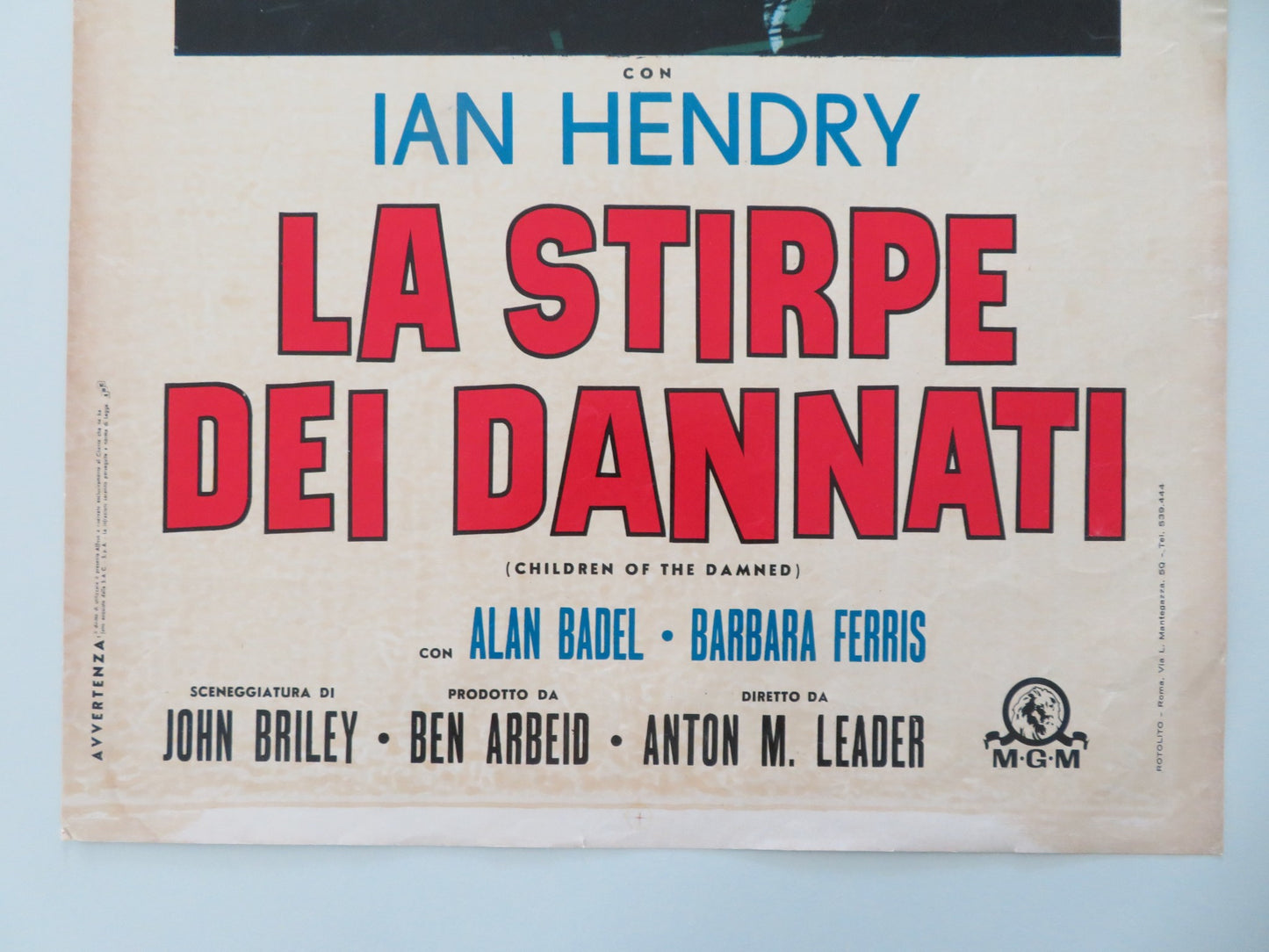 CHILDREN OF THE DAMNED ITALIAN LOCANDINA POSTER IAN HENDRY ALAN BADEL 1965 - Rendezvous Cinema