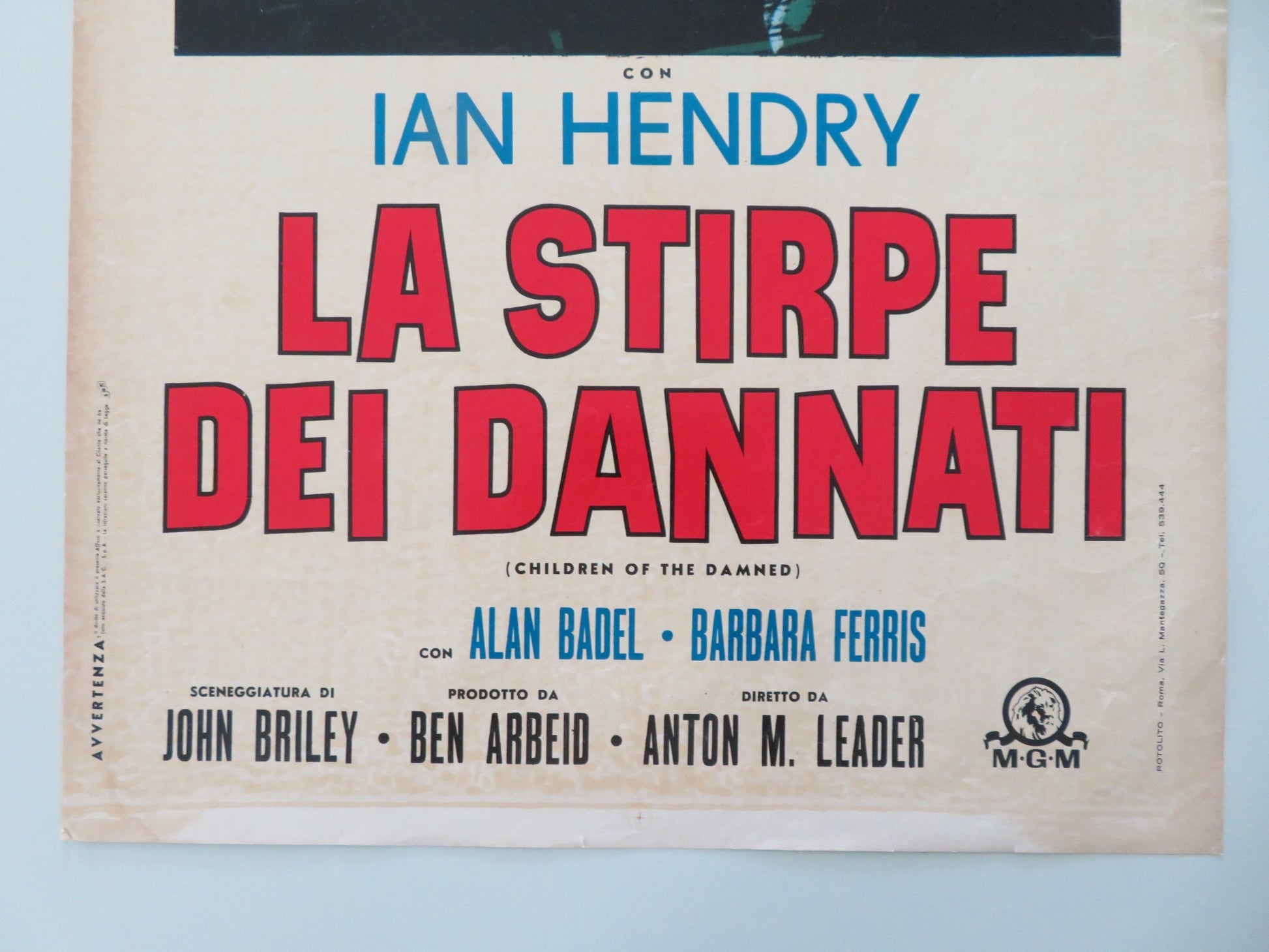 CHILDREN OF THE DAMNED ITALIAN LOCANDINA POSTER IAN HENDRY ALAN BADEL 1965 - Rendezvous Cinema