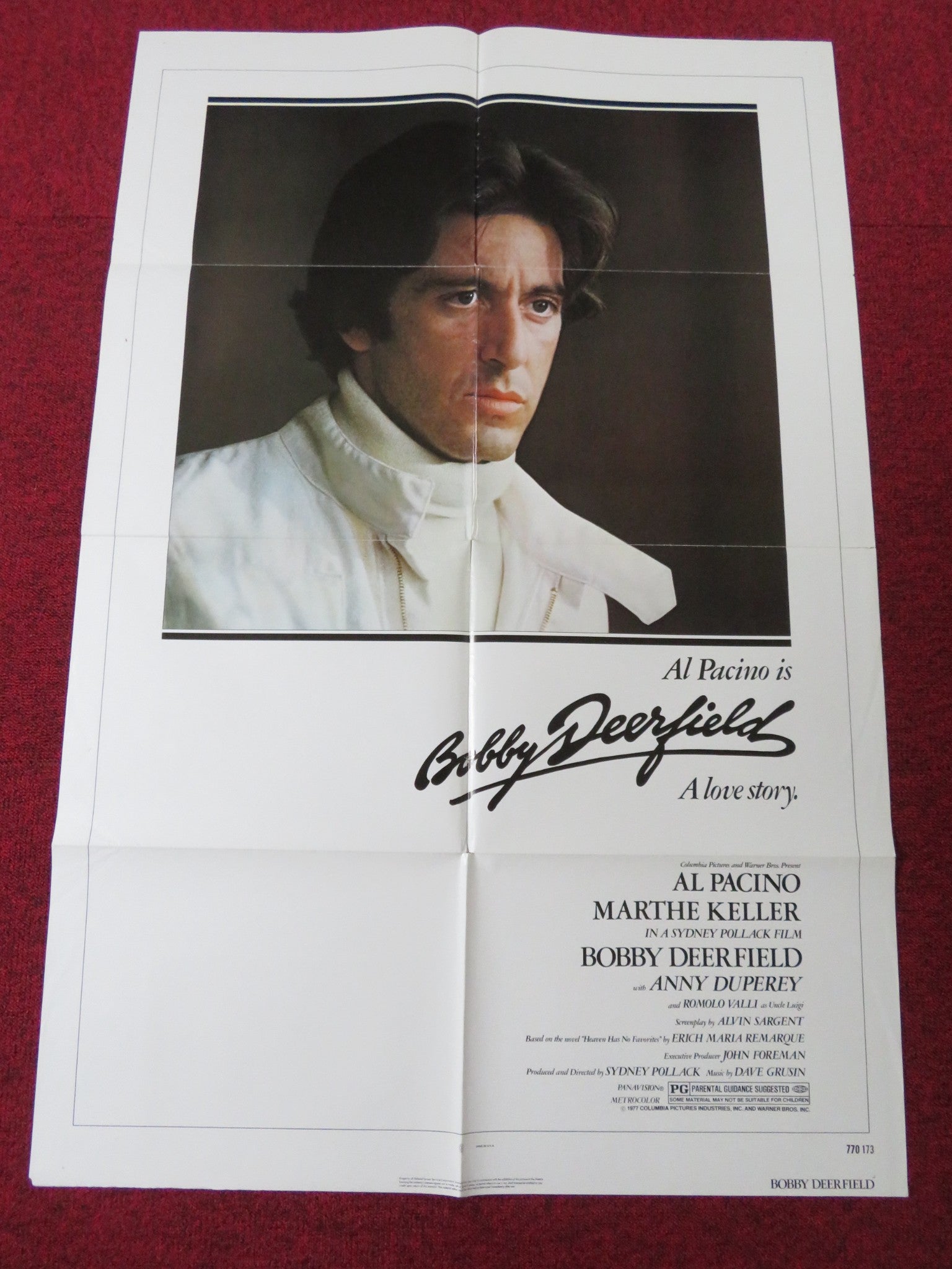 BOBBY DEERFIELD FOLDED US ONE SHEET POSTER AL PACINO MARTHE KELLER 1977 - Rendezvous Cinema