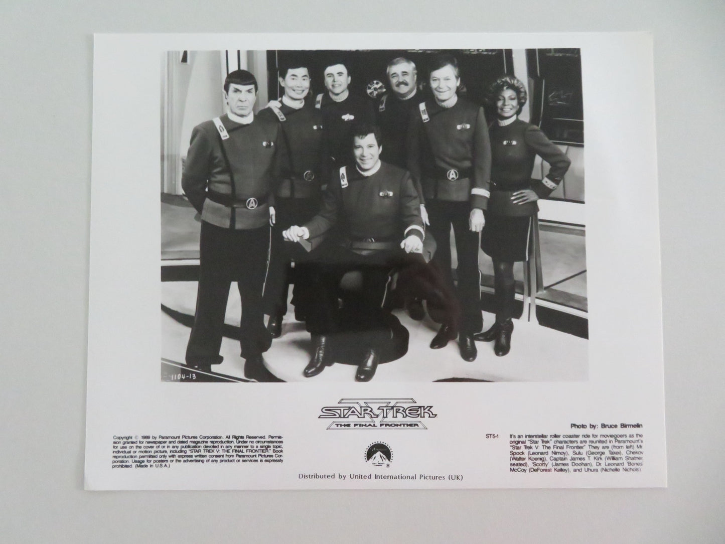 STAR TREK: THE FINAL FRONTIER MOVIE STILL PHOTO LOT OF 6 WILLIAM SHATNER 1989