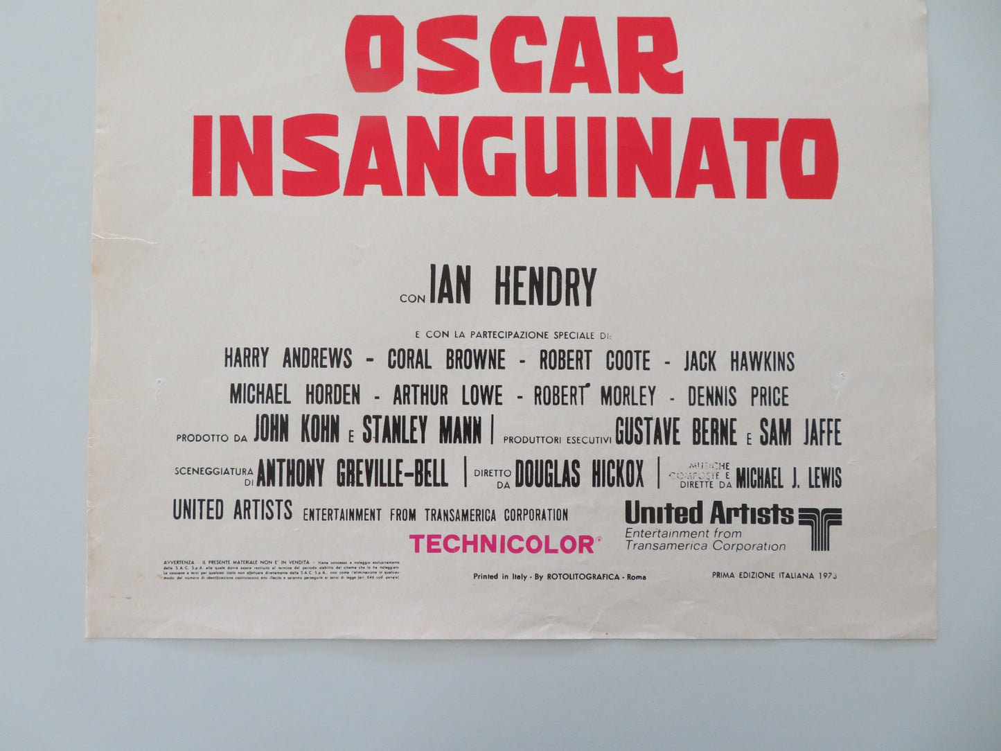THEATRE OF BLOOD ITALIAN LOCANDINA POSTER VINCENT PRICE DIANA RIGG 1973 - Rendezvous Cinema