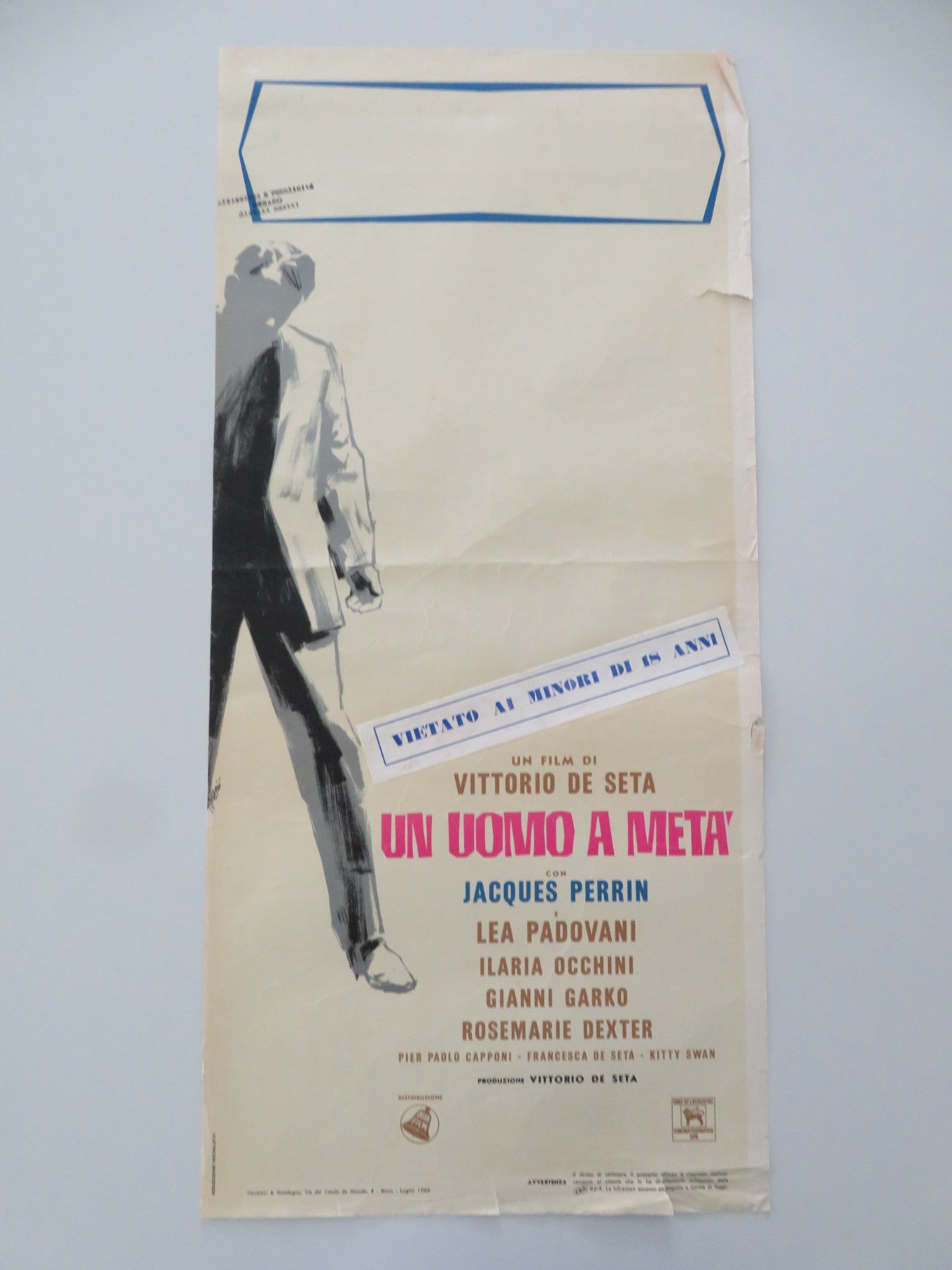 UN UOMO A META' ITALIAN LOCANDINA POSTER JACQUES PERRIN LEA PADOVANI 1966 - Rendezvous Cinema