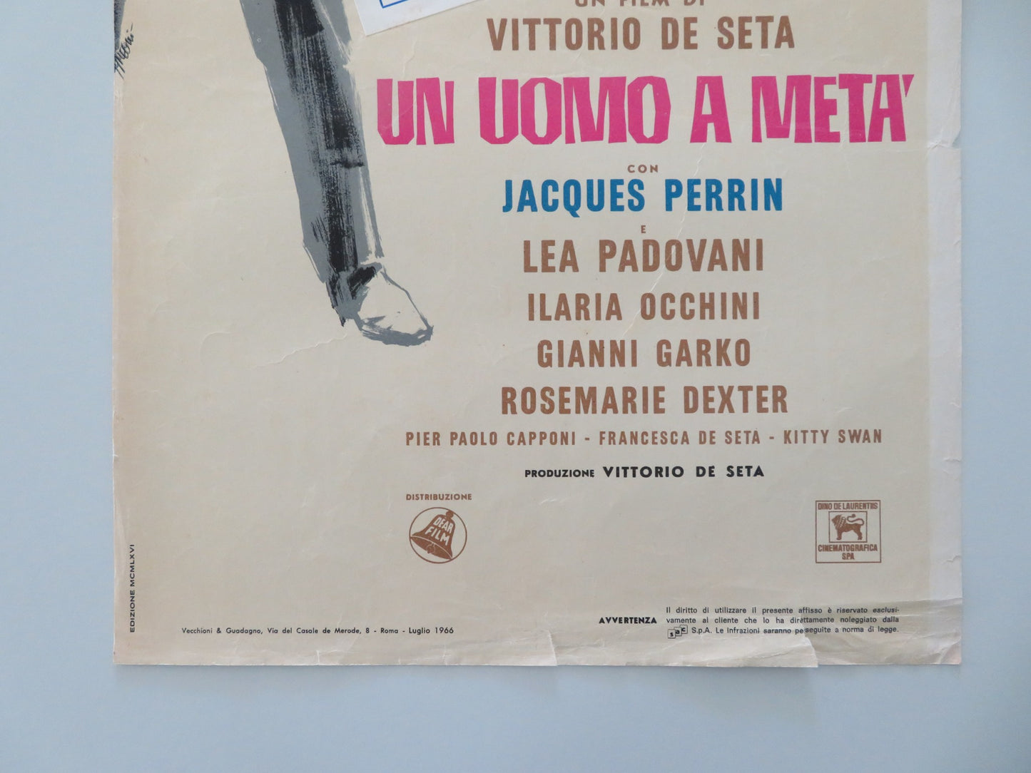 UN UOMO A META' ITALIAN LOCANDINA POSTER JACQUES PERRIN LEA PADOVANI 1966 - Rendezvous Cinema