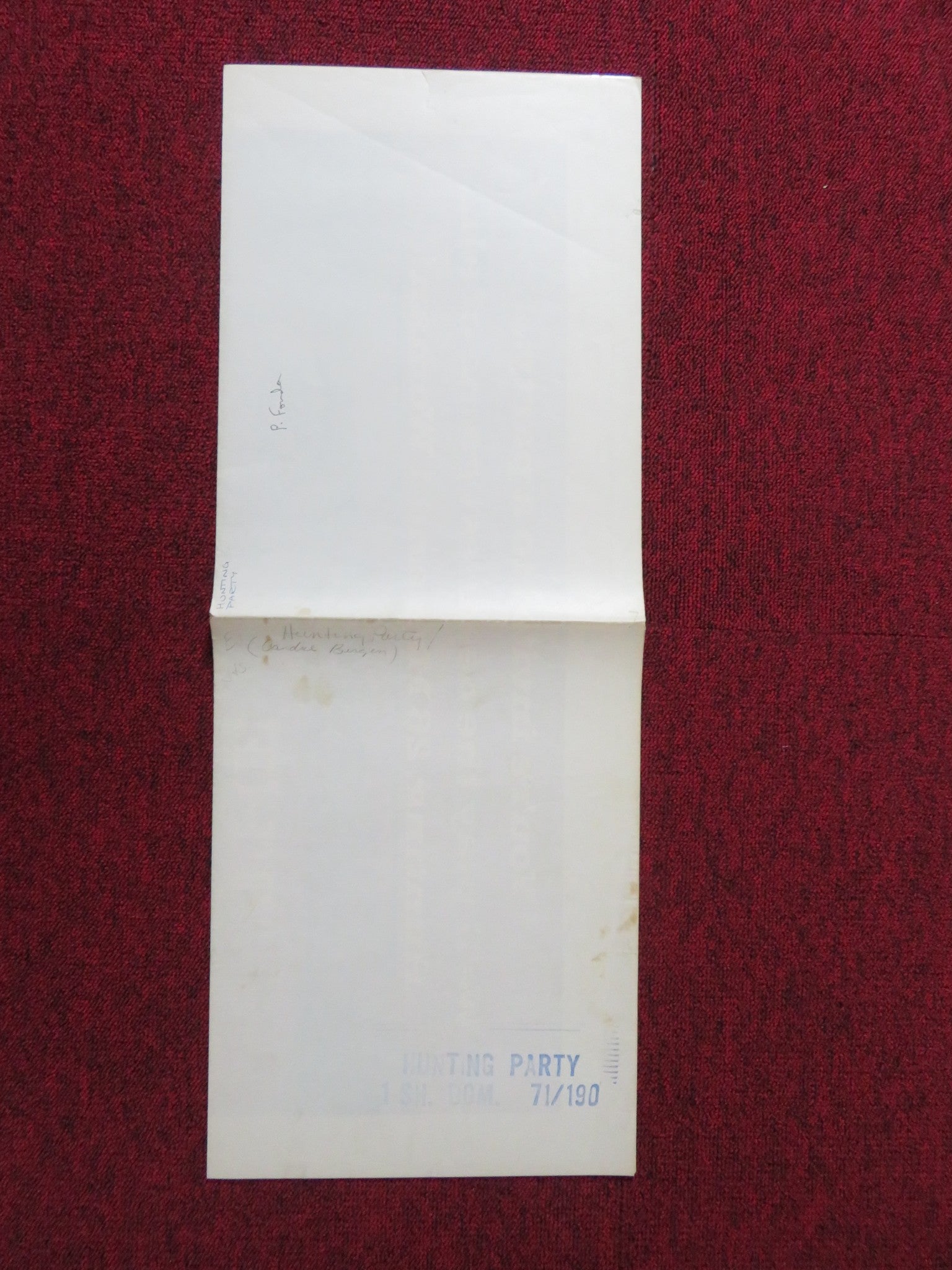 THE HUNTING PARTY FOLDED US ONE SHEET POSTER OLIVER REED CANDICE BERGEN 1971 - Rendezvous Cinema