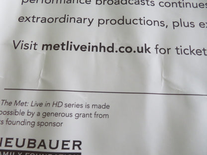 THE METROPOLITAN OPERA - LIVE ON SCREEN IN CINEMAS 24/25 UK QUAD ROLLED POSTER