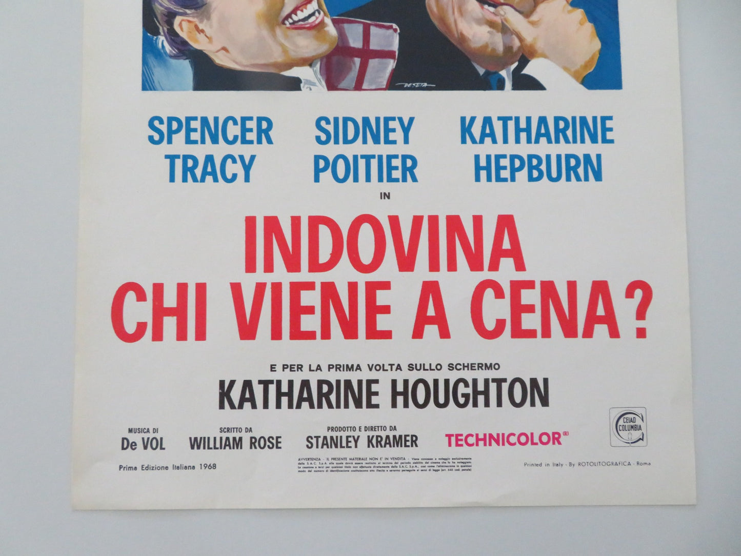 GUESS WHO'S COMING TO DINNER ITALIAN LOCANDINA POSTER SPENCER TRACY 1968 - Rendezvous Cinema