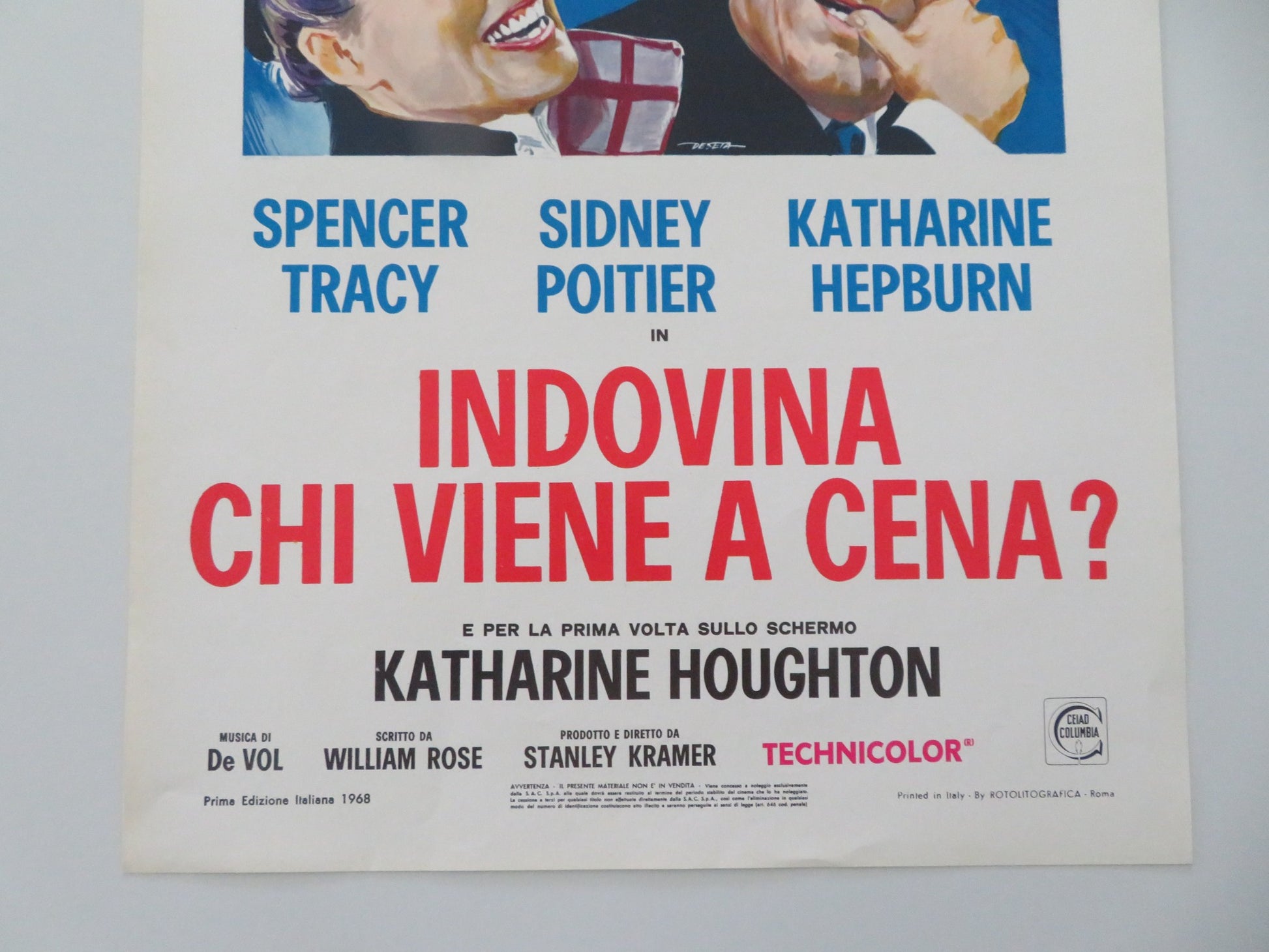 GUESS WHO'S COMING TO DINNER ITALIAN LOCANDINA POSTER SPENCER TRACY 1968 - Rendezvous Cinema