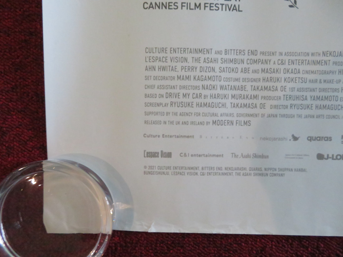 DRIVE MY CAR UK QUAD ROLLED POSTER HIDETOSHI NISHIJIMA TOKO MIURA 2021