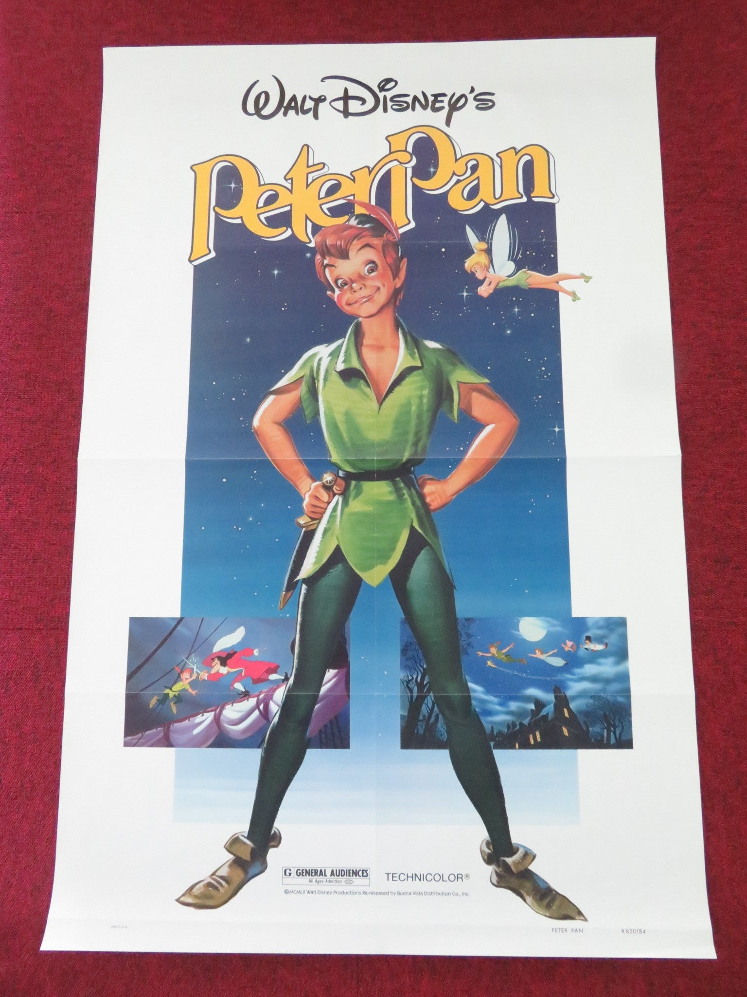 PETER PAN US ONE SHEET ROLLED POSTER DISNEY BOBBY DRISCOLL KATHRYN BEAUMONT 1982 - Rendezvous Cinema