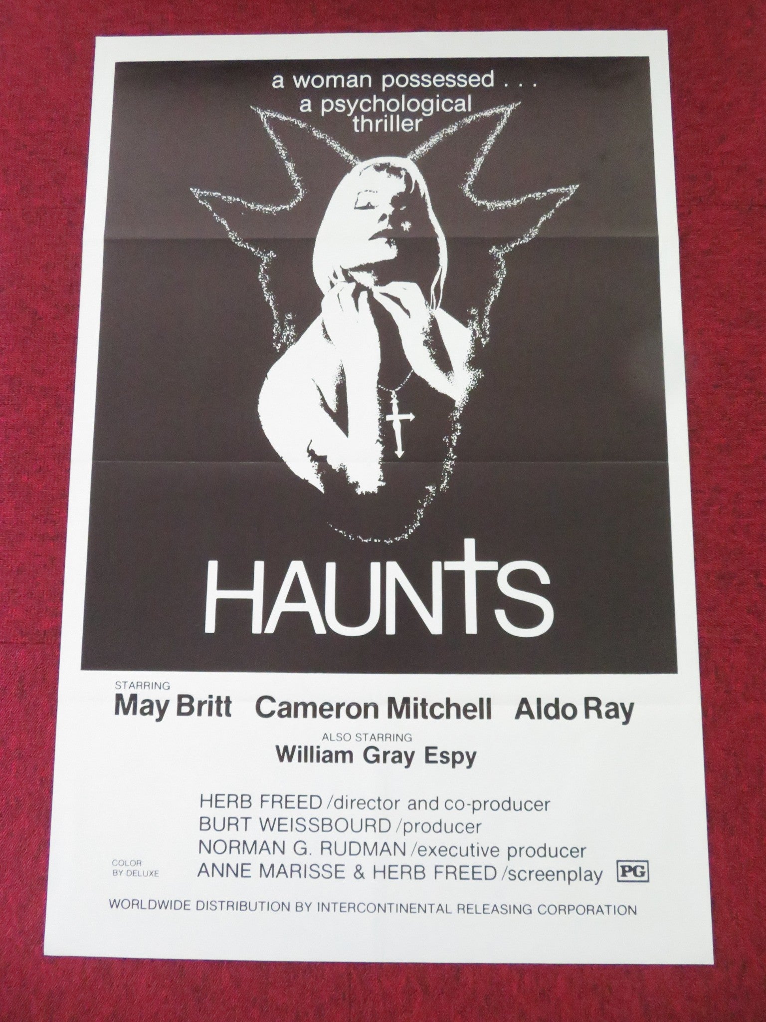 HAUNTS US TRI FOLDED ONE SHEET ROLLED POSTER MAY BRITT CAMERON MITCHELL 1976 - Rendezvous Cinema