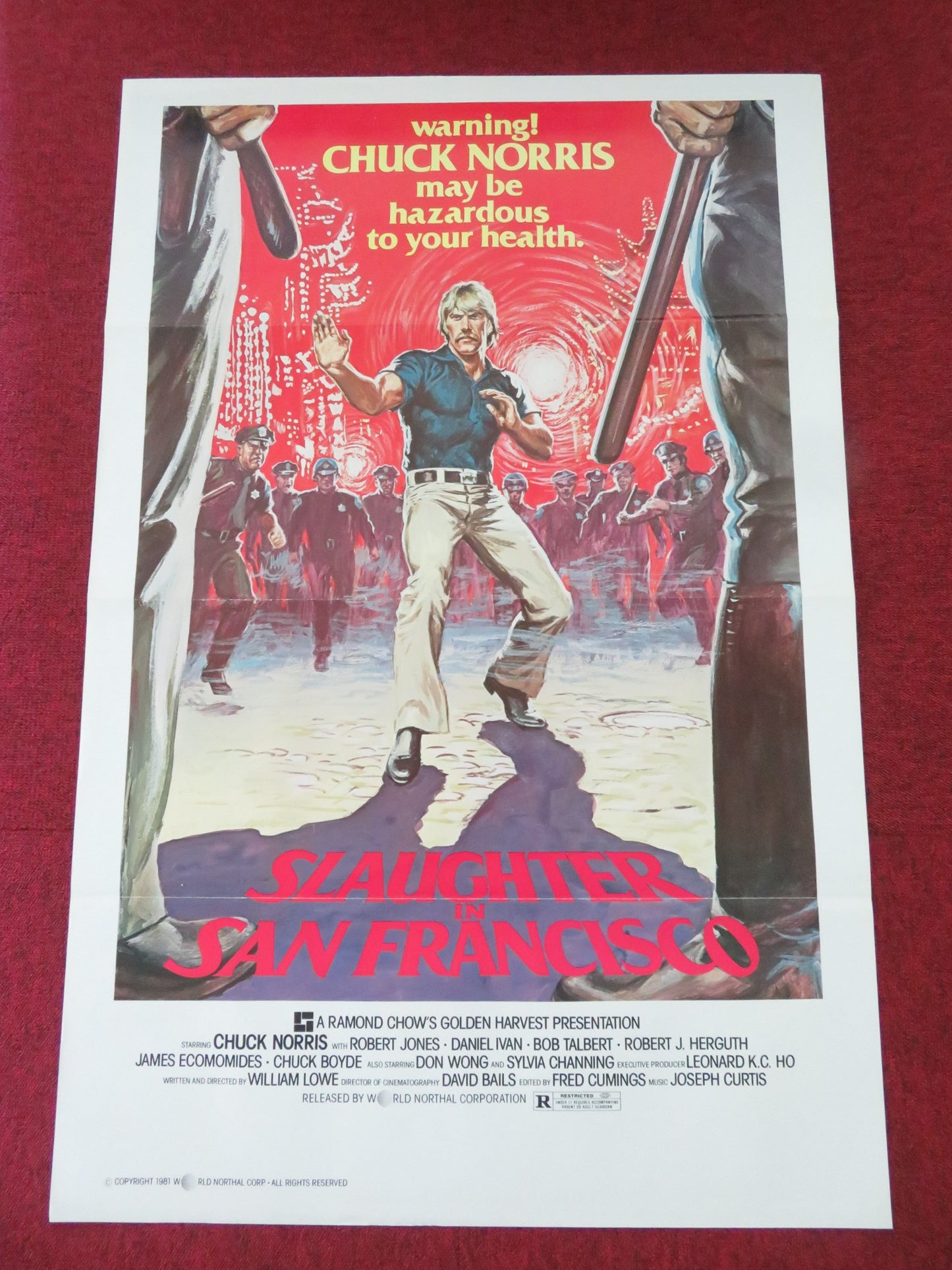 SLAUGHTER IN SAN FRAN... US TRI FOLDED ONE SHEET ROLLED POSTER CHUCK NORRIS 1981 - Rendezvous Cinema