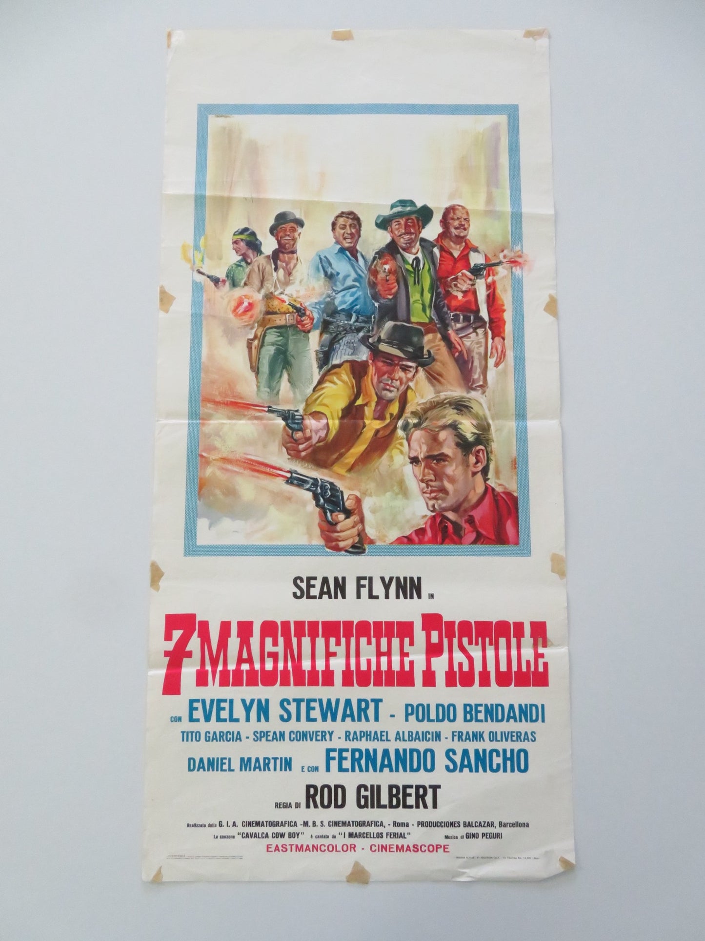 SEVEN MAGNIFICENT GUNS ITALIAN LOCANDINA POSTER SEAN FLYNN FERNANDO SANCHO 1966 - Rendezvous Cinema