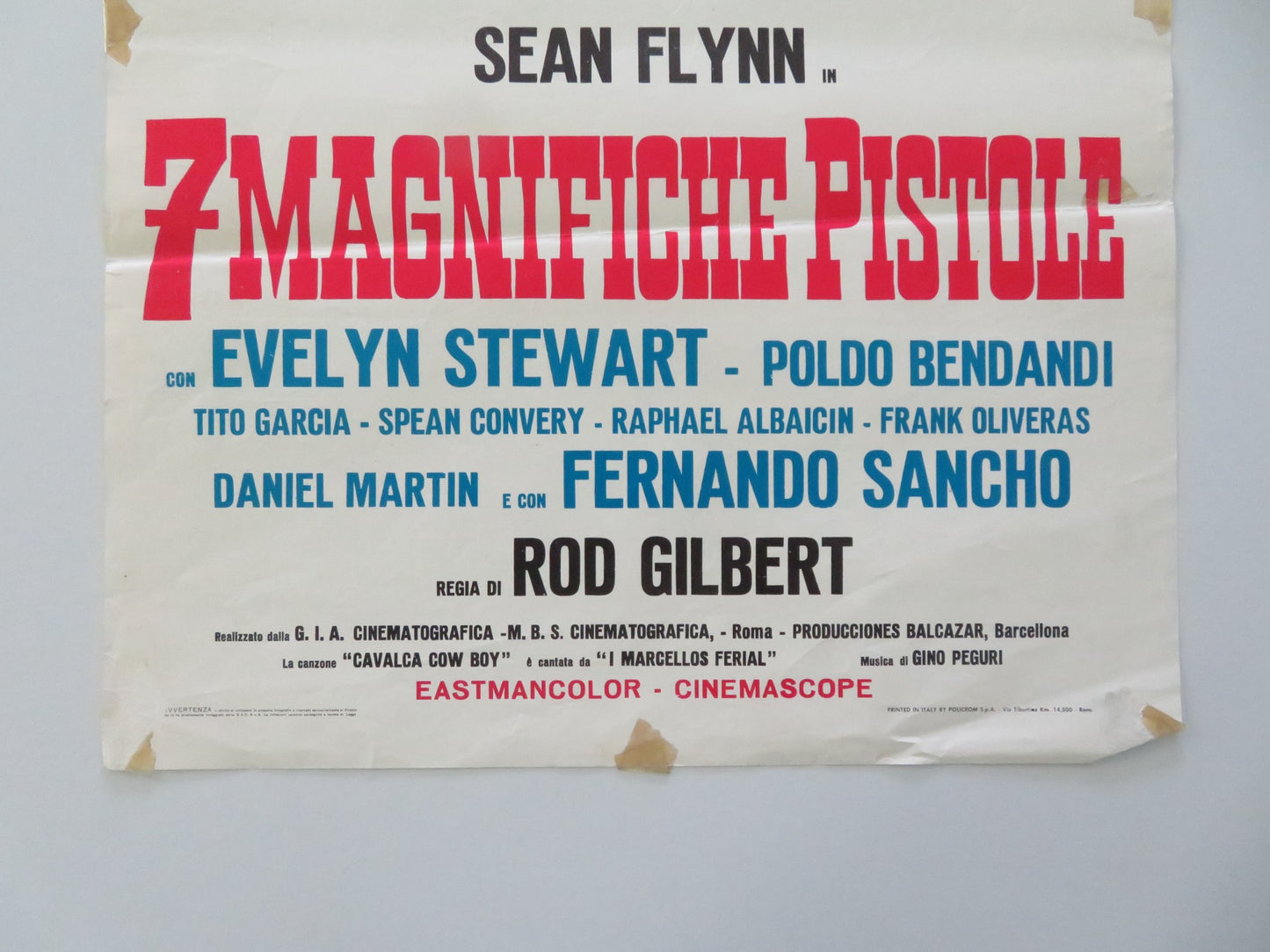 SEVEN MAGNIFICENT GUNS ITALIAN LOCANDINA POSTER SEAN FLYNN FERNANDO SANCHO 1966 - Rendezvous Cinema